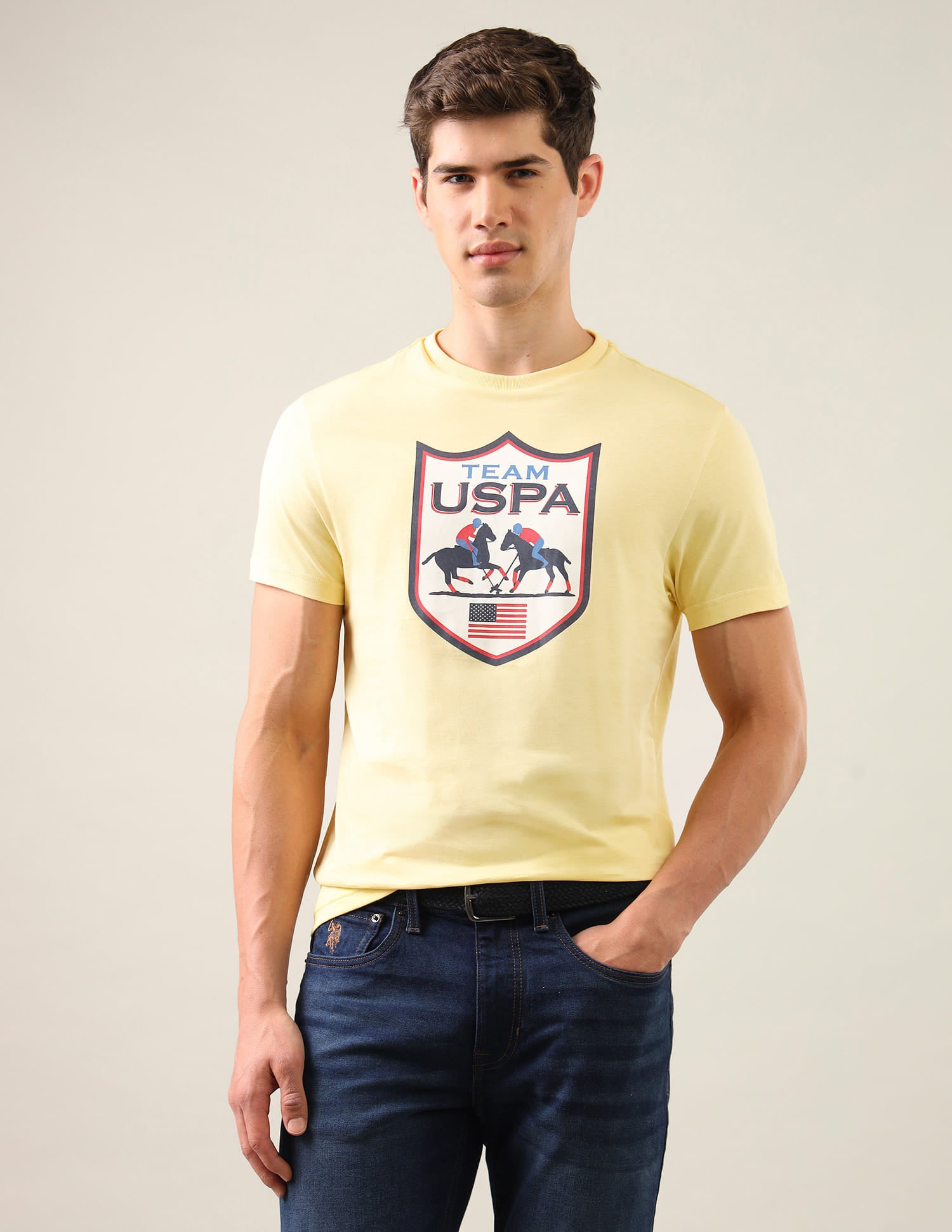 Graphic Brand Printed Regular Fit T-Shirt Yellow - U.S. Polo Assn. India | Large