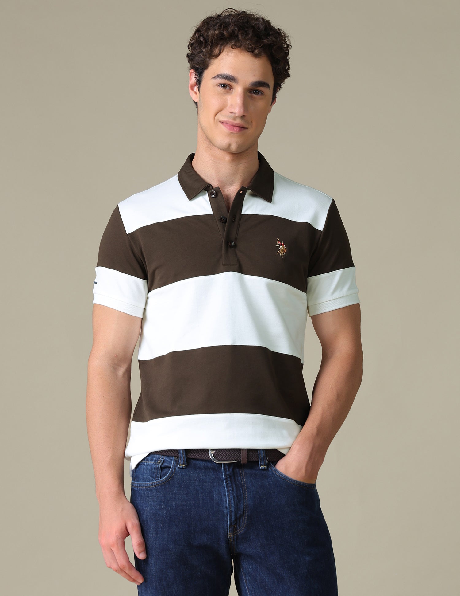 Horizontal Striped Slim Fit Polo Shirt