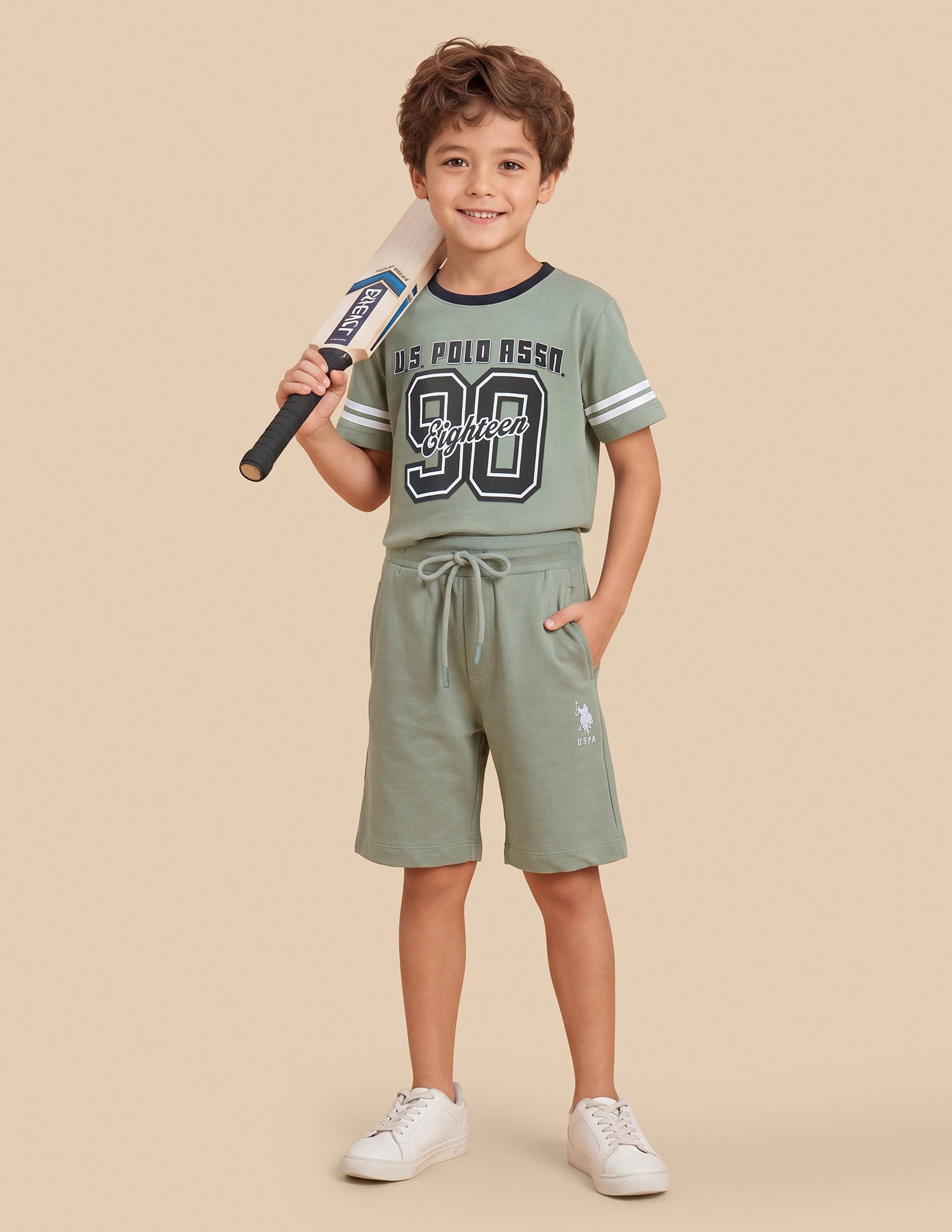 Solid Regular Fit Shorts Green - U.S. Polo Assn. India | Large