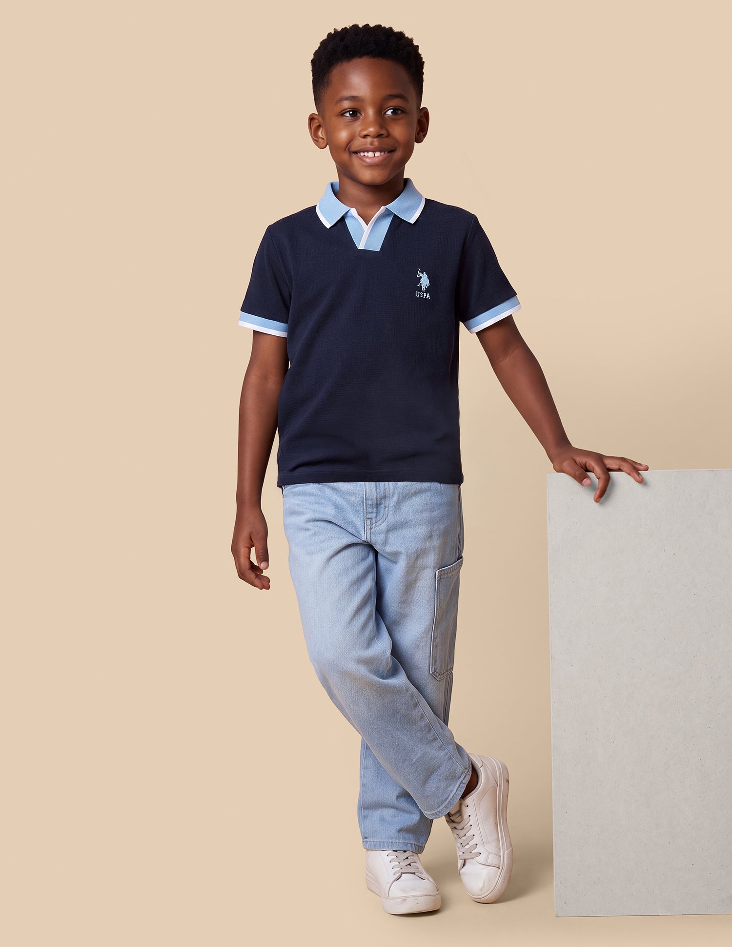 Horizontal Striped Patterned Regular Fit Polo Shirt Navy - U.S. Polo Assn. India | Large