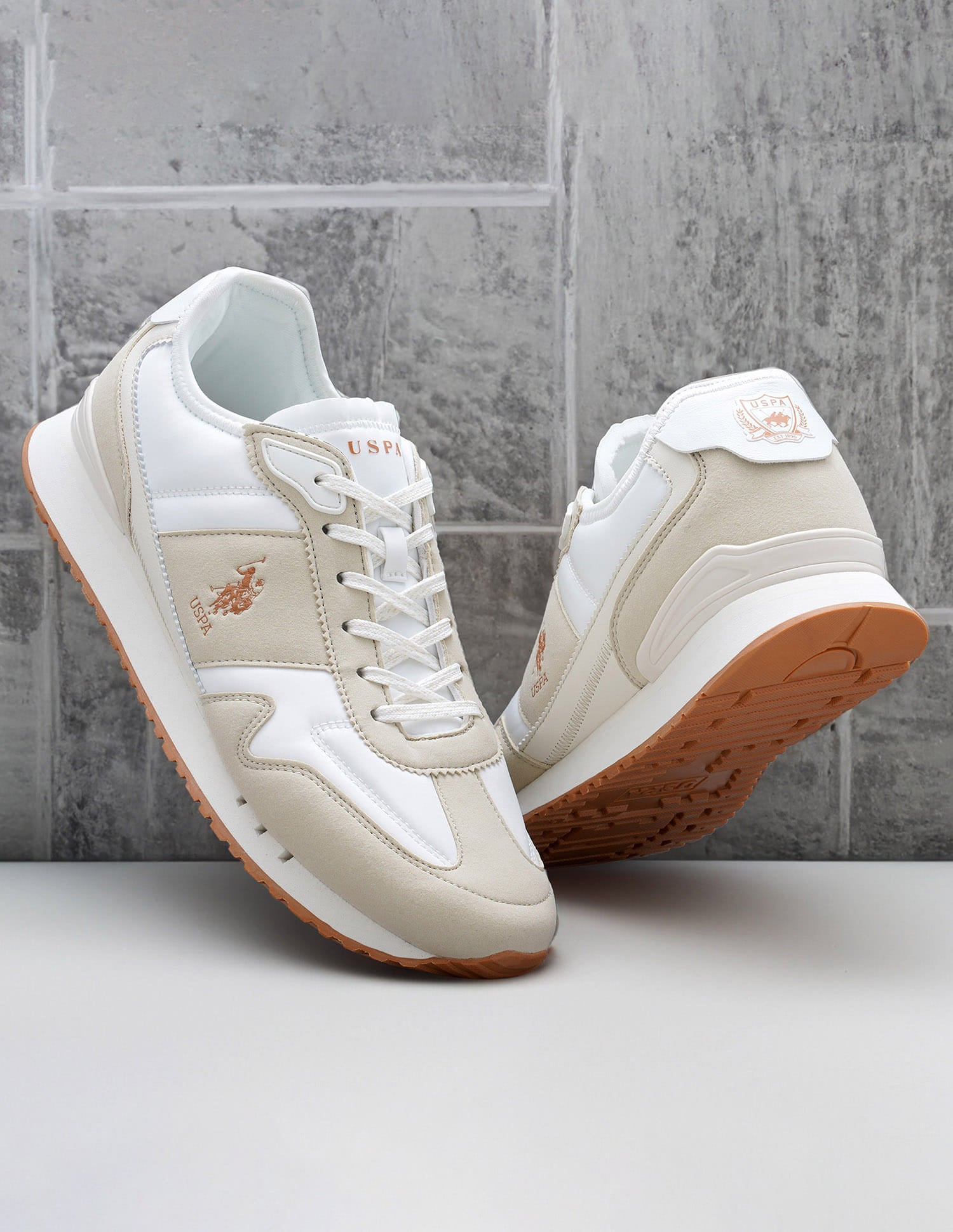 Men Tygo Beige Retro Sneakers Beige and White - U.S. Polo Assn. India | Large
