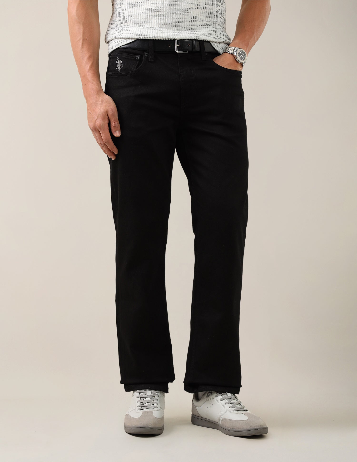 Shawn Relaxed Fit Black Jeans Black - U.S. Polo Assn. India | Large