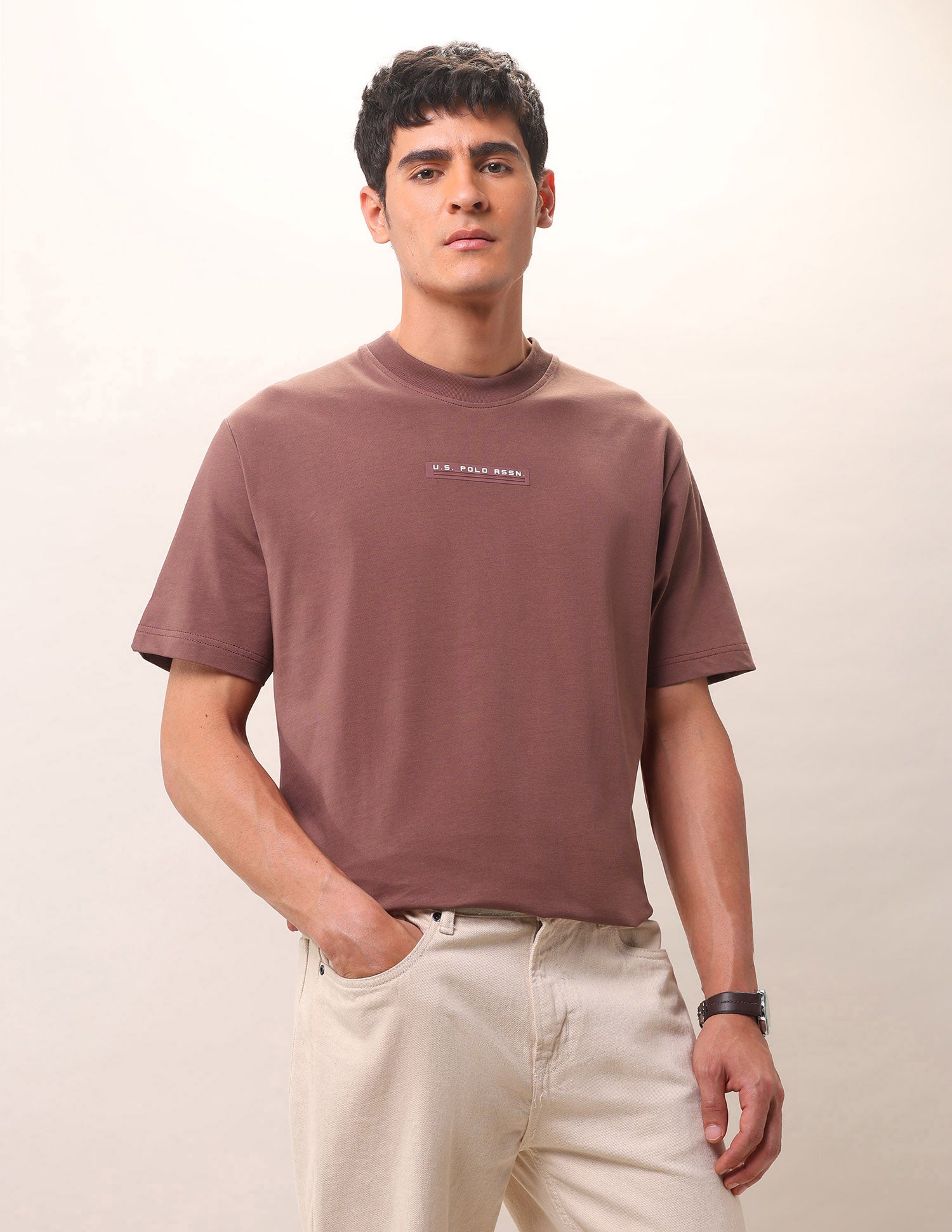 Solid Pure Cotton T-Shirt Rust - U.S. Polo Assn. India | Large