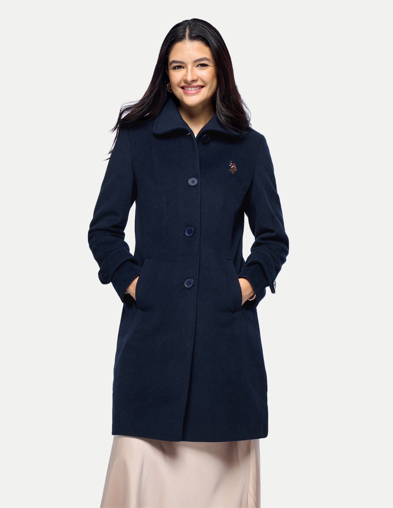 Longline Relaxed Fit Coat Jacket Navy - U.S. Polo Assn. India | Large