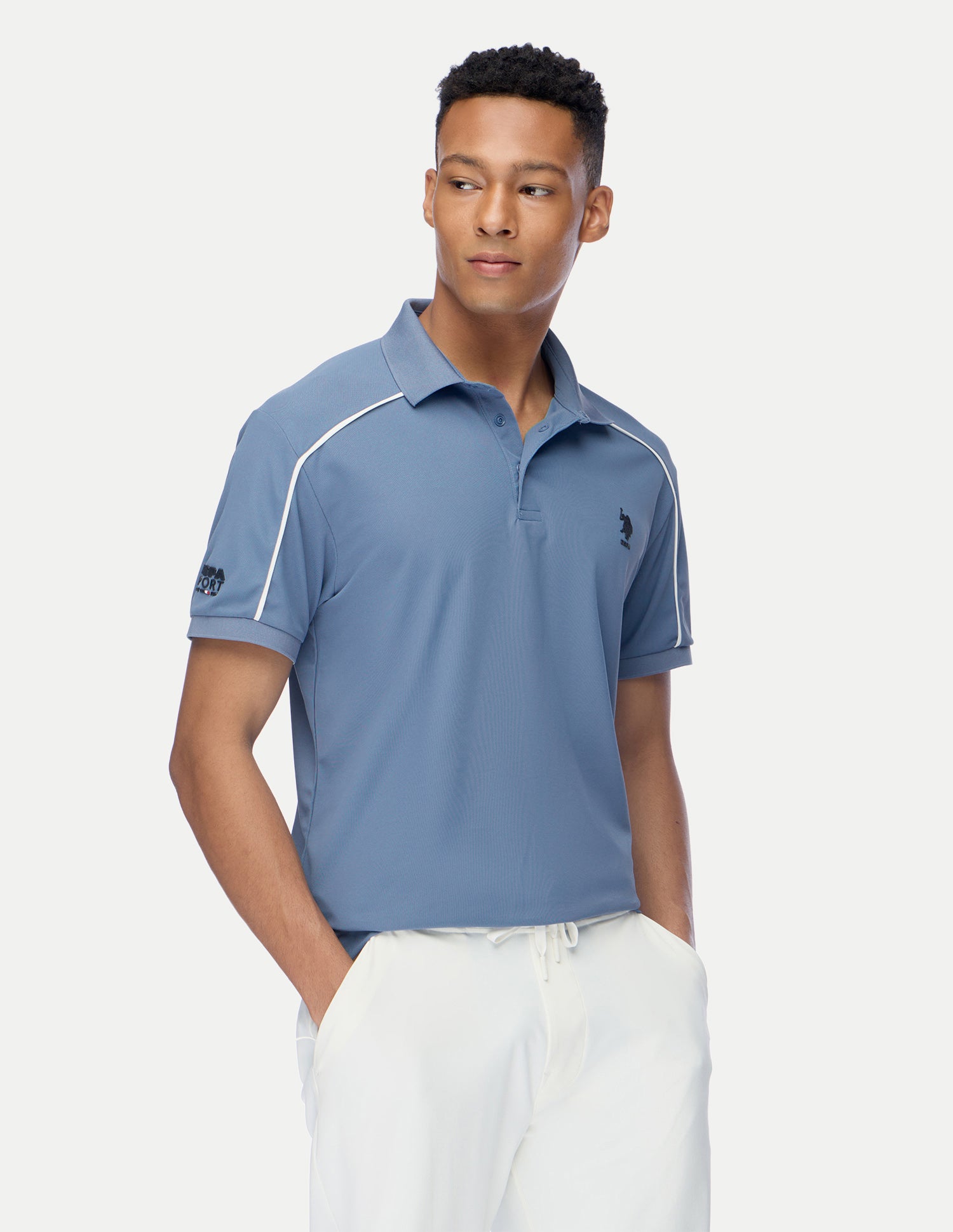 Solid Regular Fit Active Polo Shirt Blue - U.S. Polo Assn. India | Large