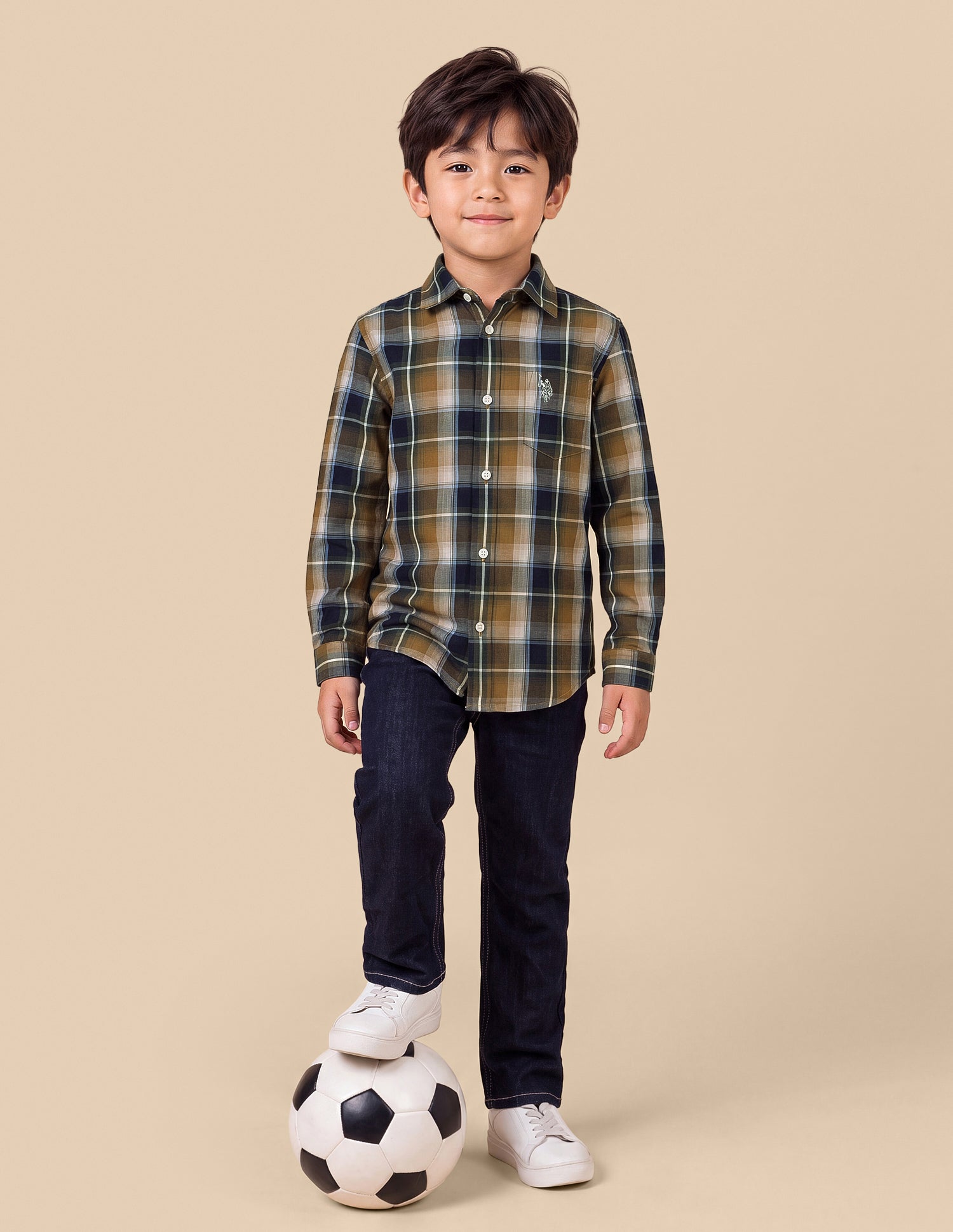 Plaid Checked Twill Shirt Mustard - U.S. Polo Assn. India | Large
