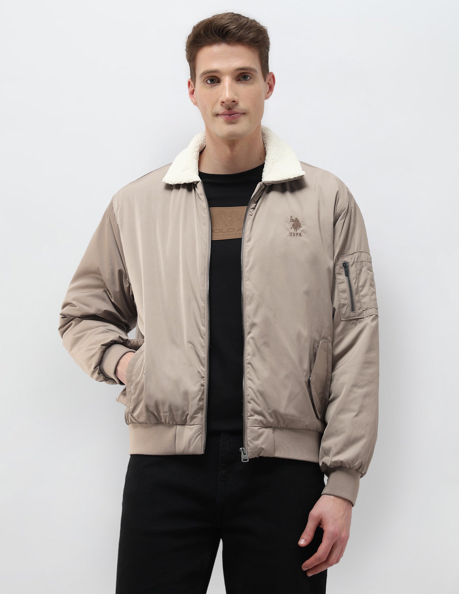 Solid Regular Fit Bomber Jacket