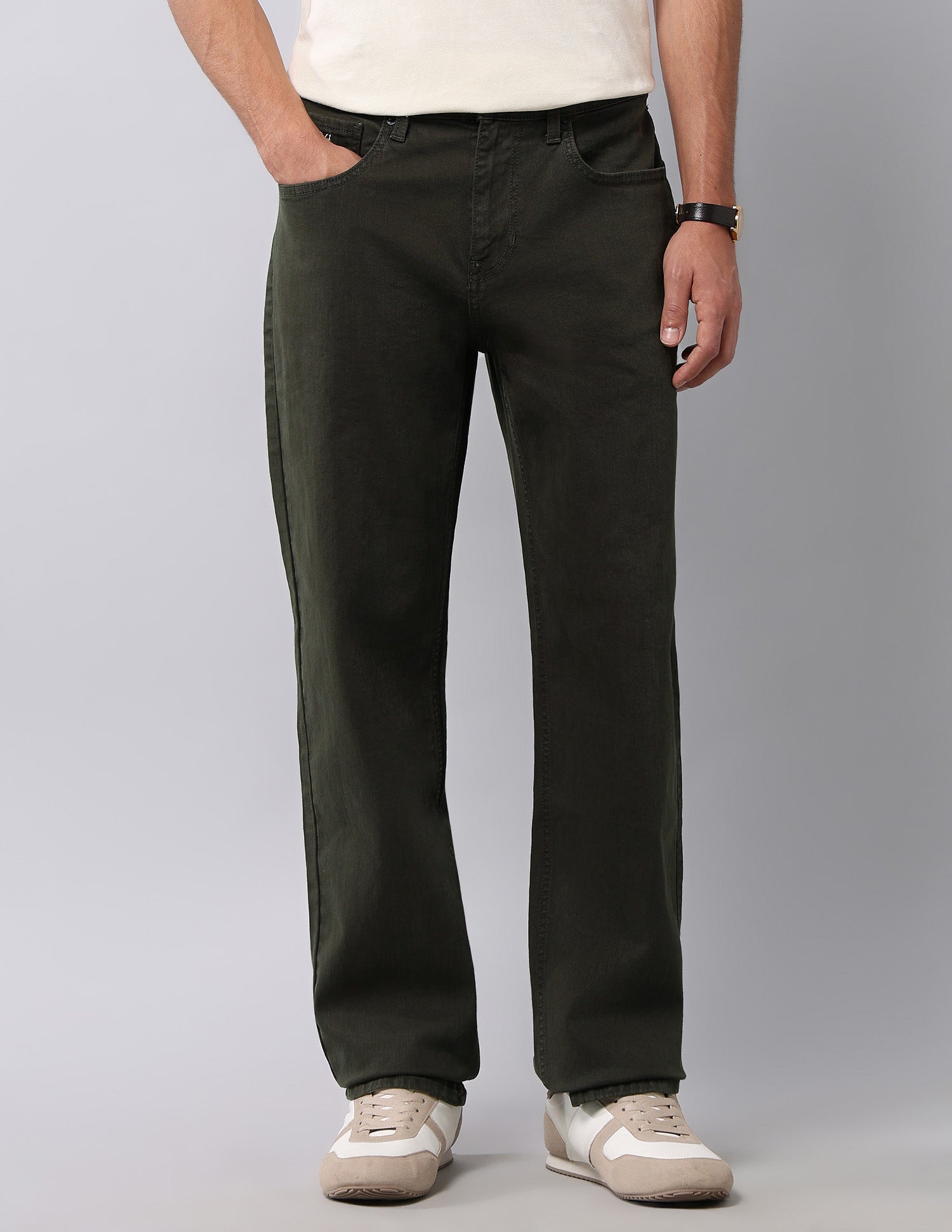 Shawn Relaxed Fit Green Jeans Olive - U.S. Polo Assn. India | Large