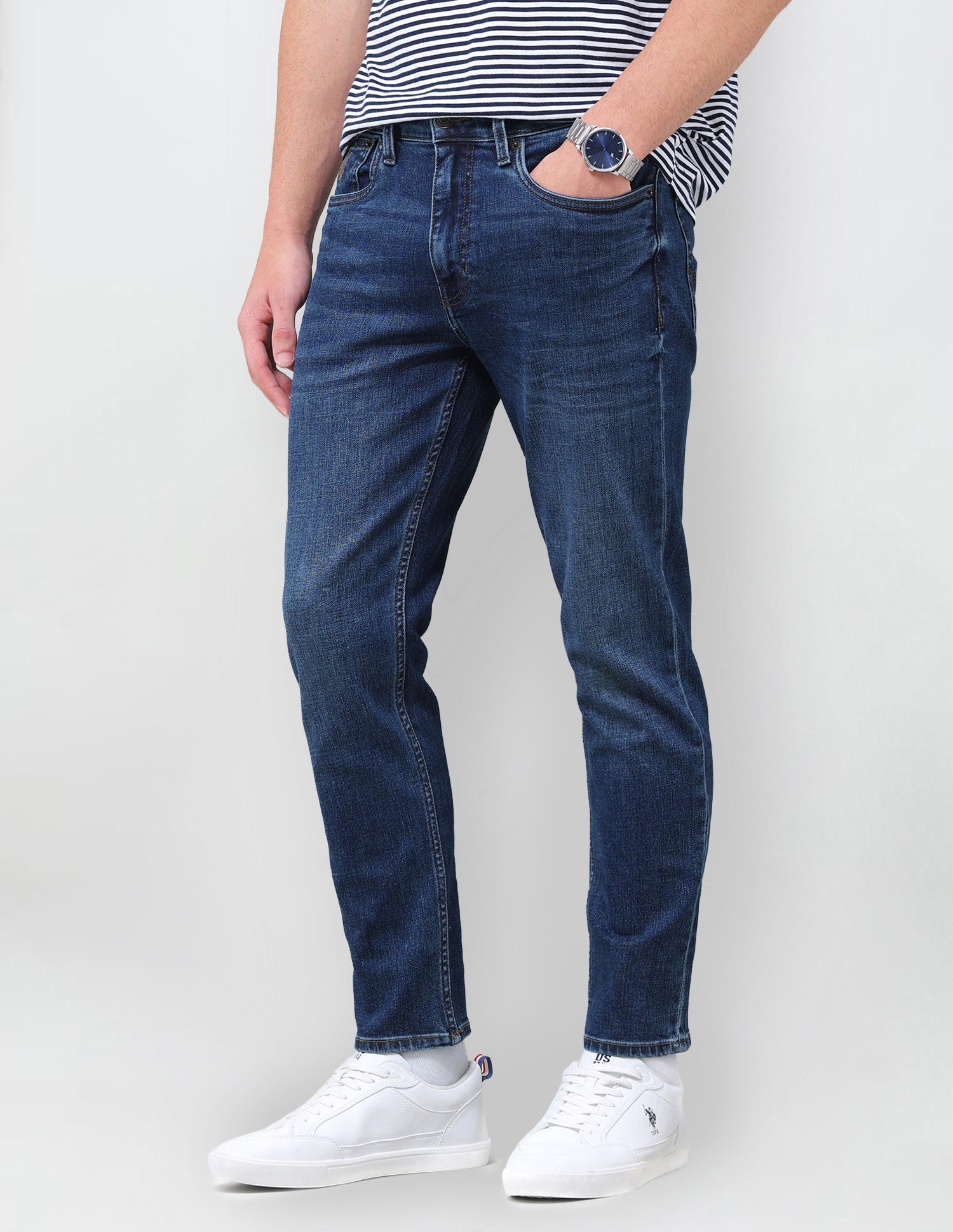 Cole Comfort Cropped Fit Blue Jeans Dark Blue - U.S. Polo Assn. India | Large