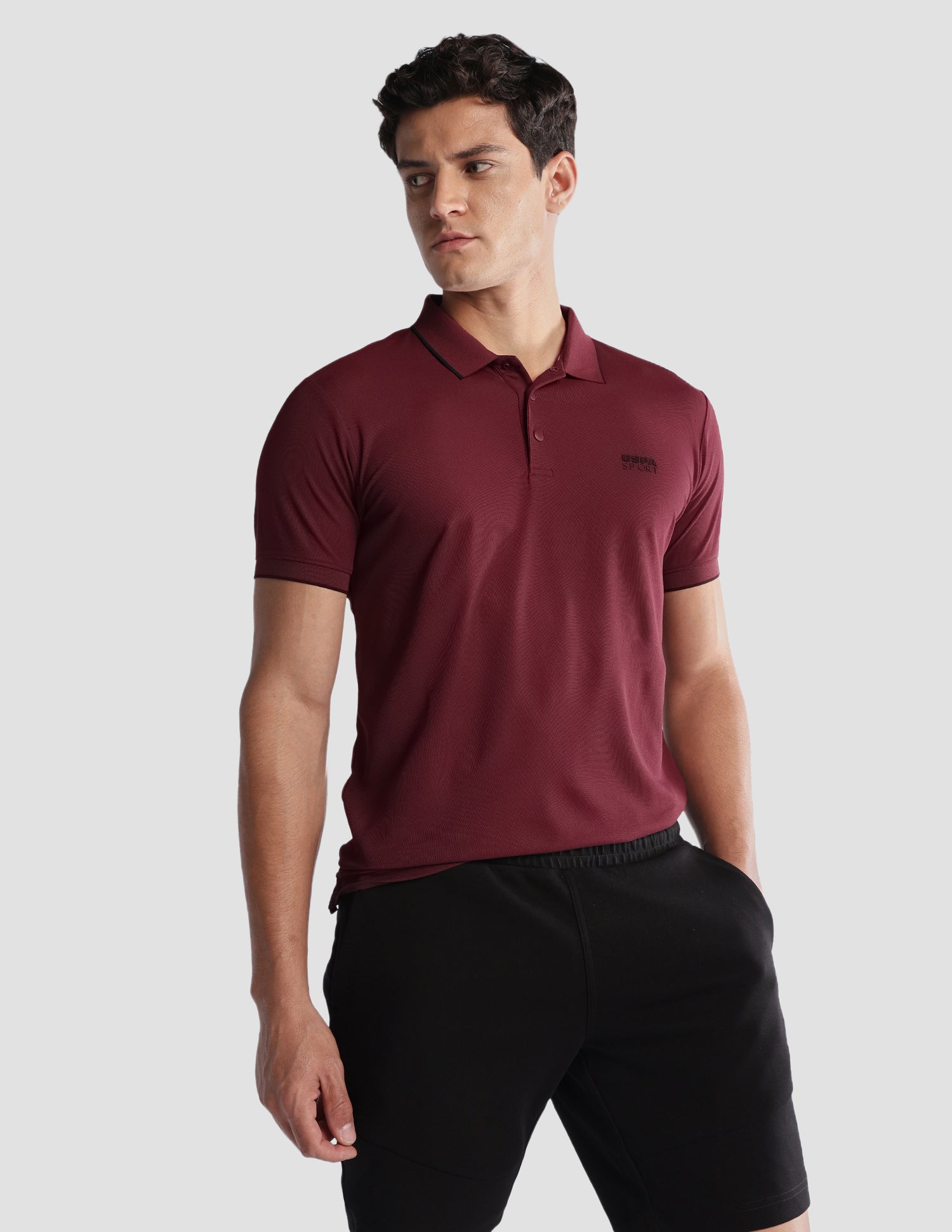 Solid Regular Fit Active Polo Shirt