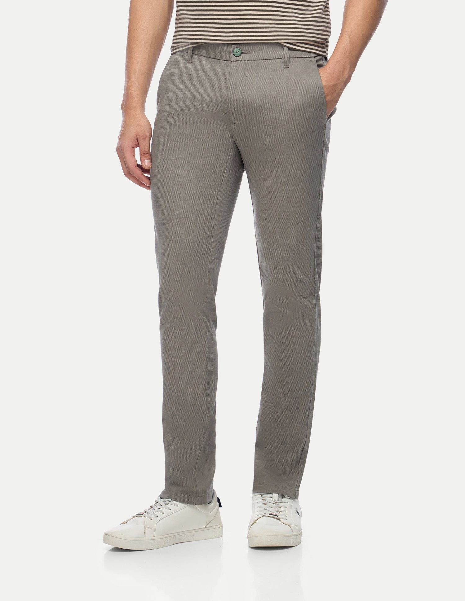 Denver Slim Fit Satin Trousers Grey - U.S. Polo Assn. India | Large