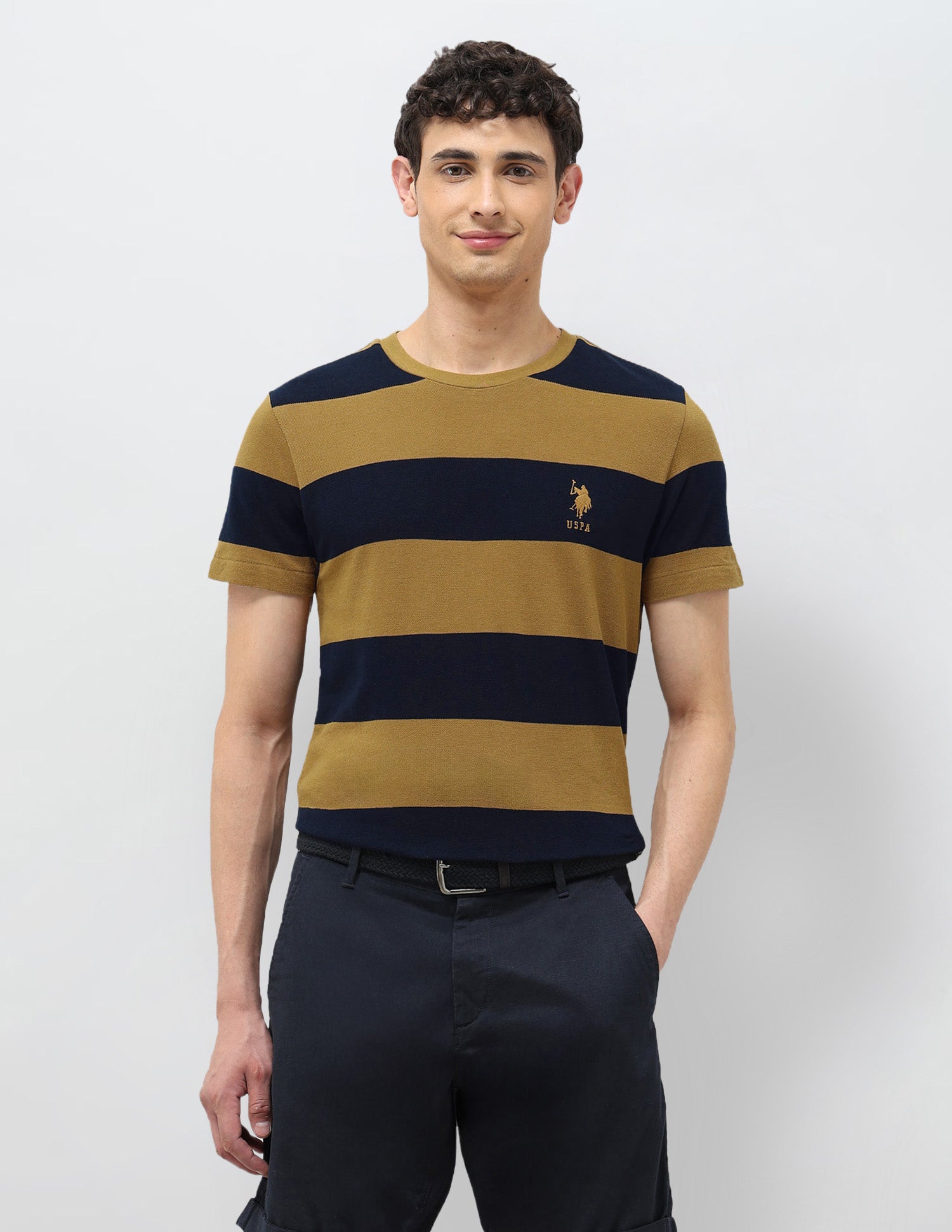 Horizontal Striped Slim Fit T-shirt Mustard - U.S. POLO ASSN. | Large