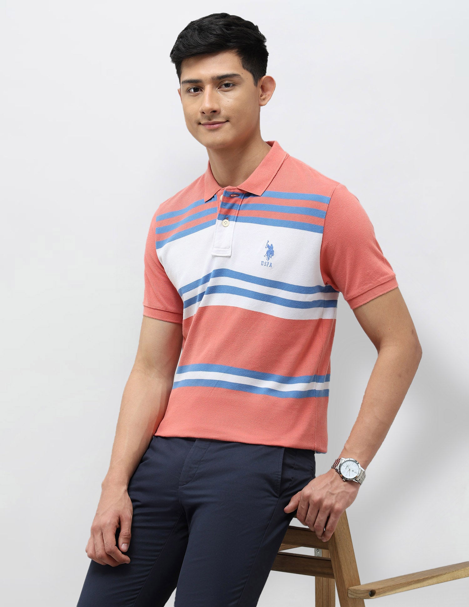 Horizontal Striped Slim Fit Polo Shirt