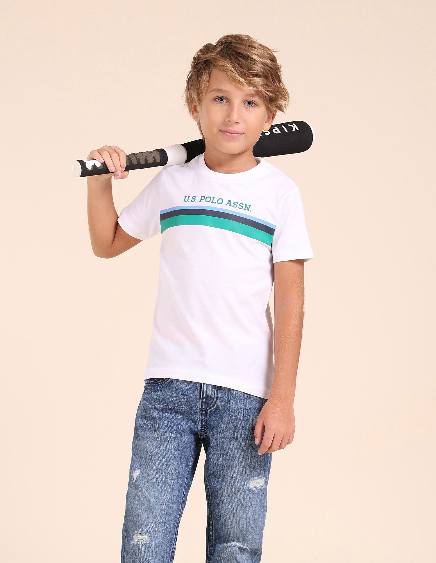 Boys Horizontal Striped Regular Fit T-Shirt