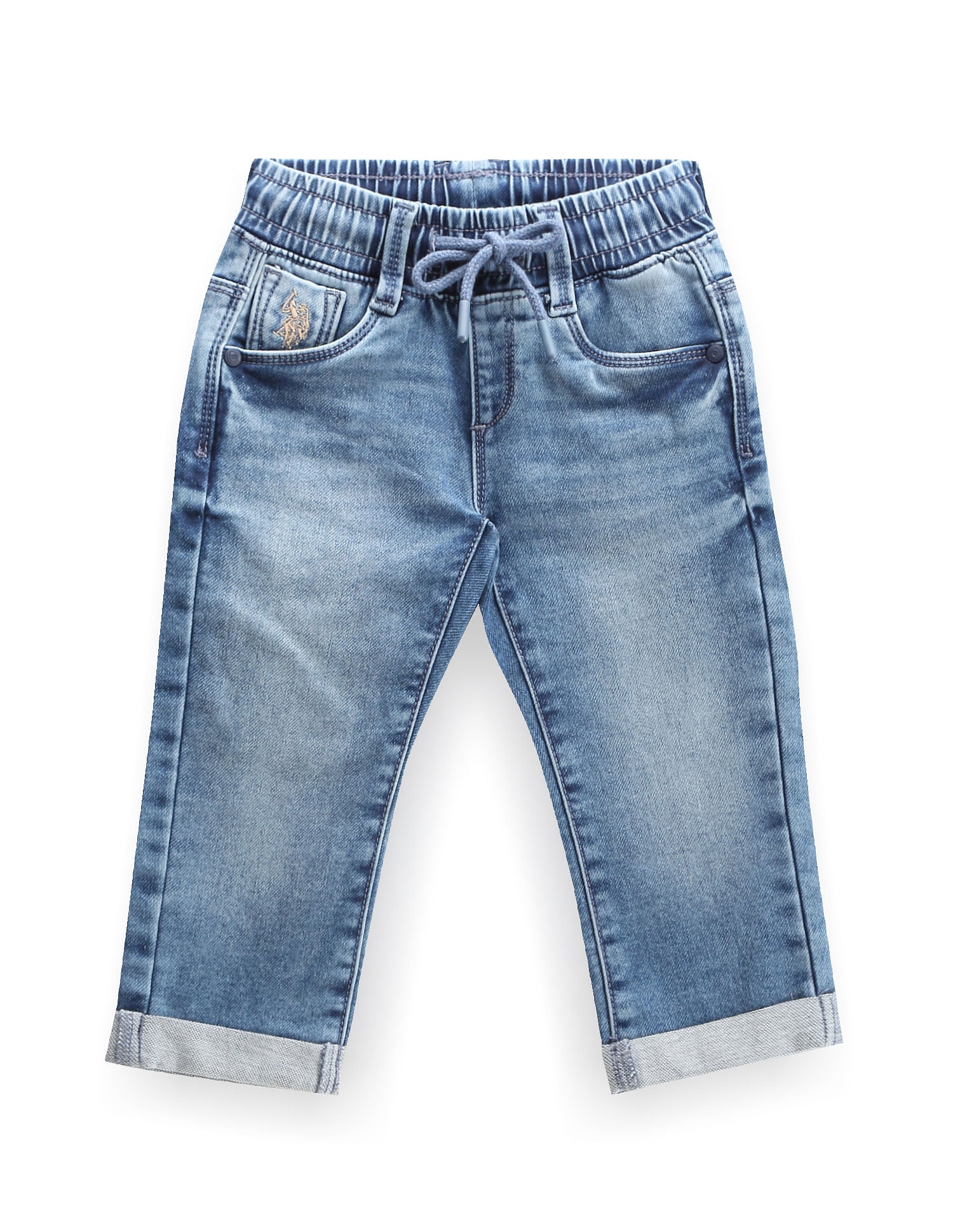 Boys Drawstring Waist Slim Jeans