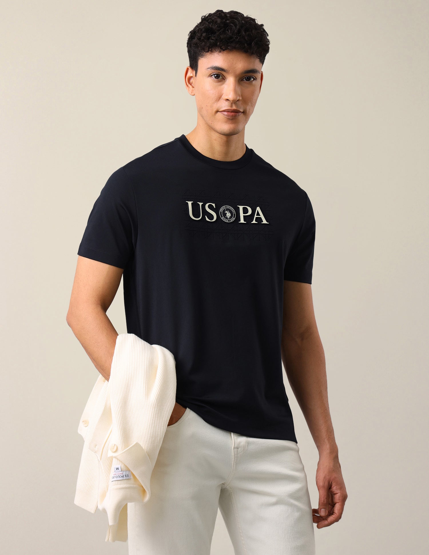 Brand Embossed Slim Fit T-Shirt Navy - U.S. Polo Assn. India | Large