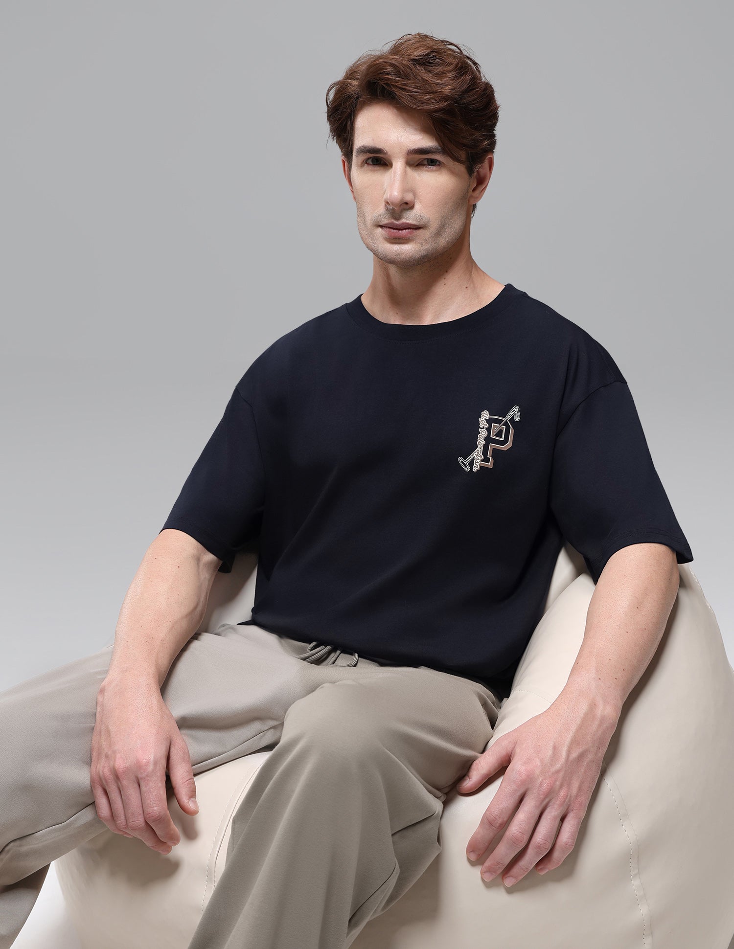 Regular Fit Shape Retention OEE16 Lounge T-Shirt Navy - U.S. Polo Assn. India | Large