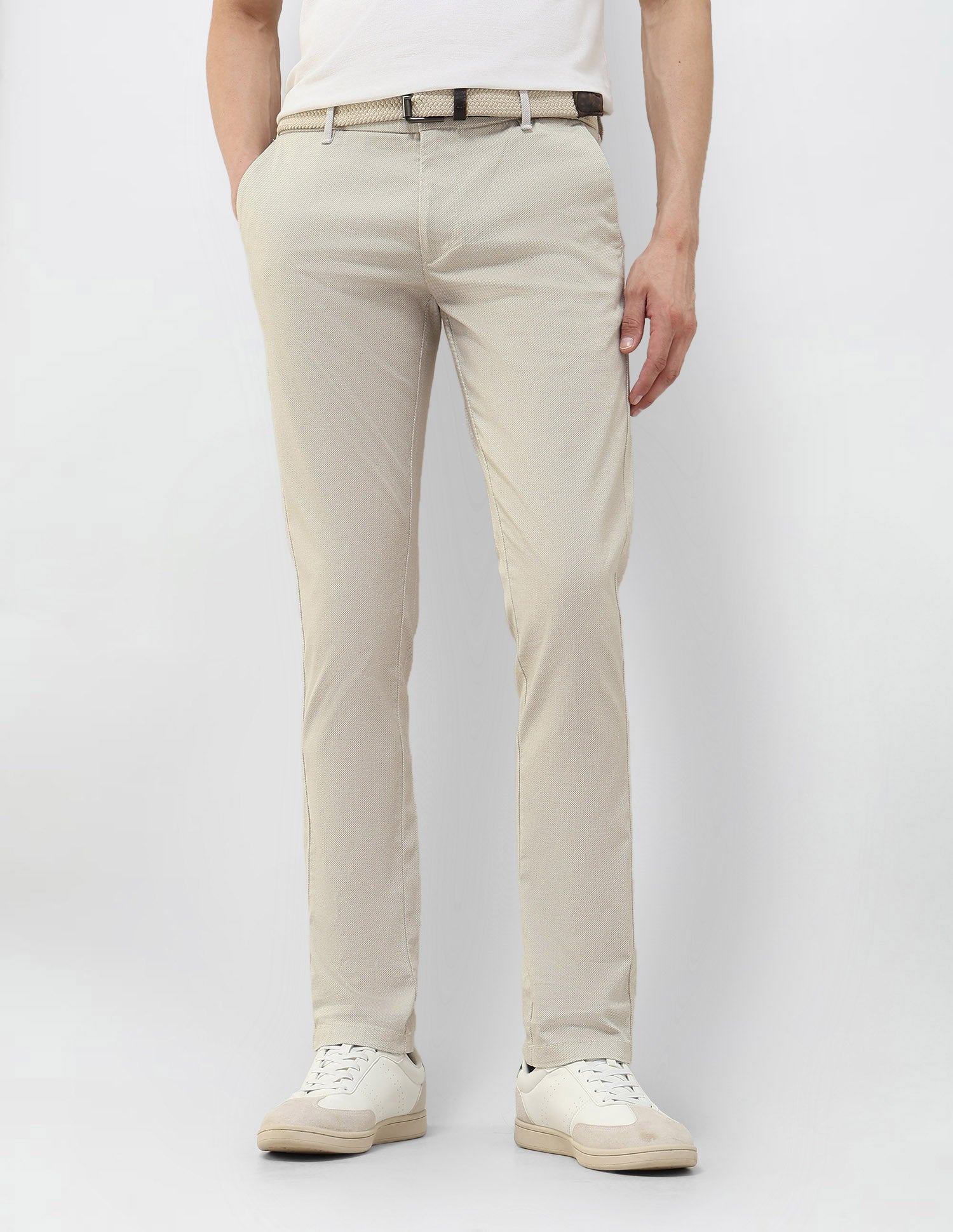Slim Fit Textured Trousers