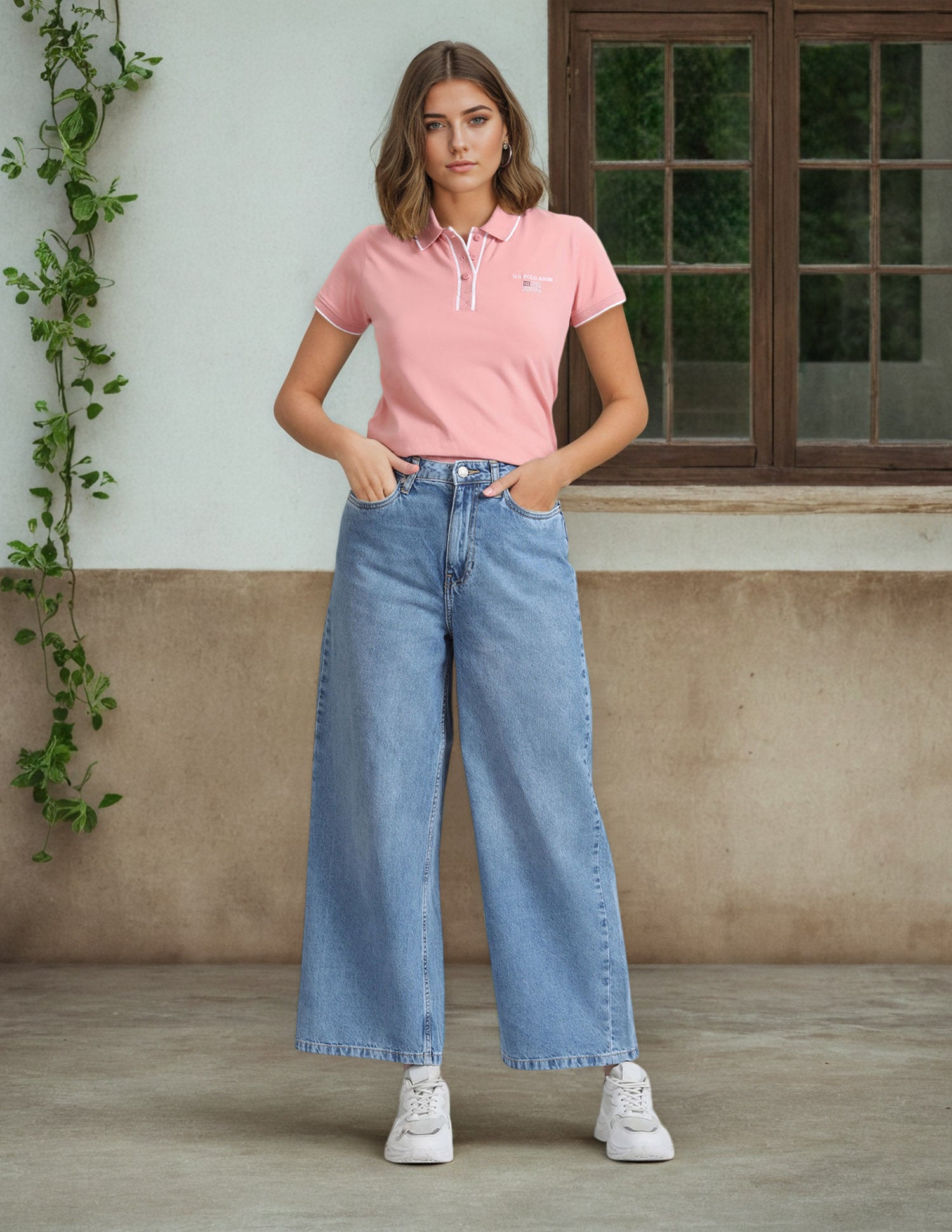 Wide Leg Fit Blue Jeans