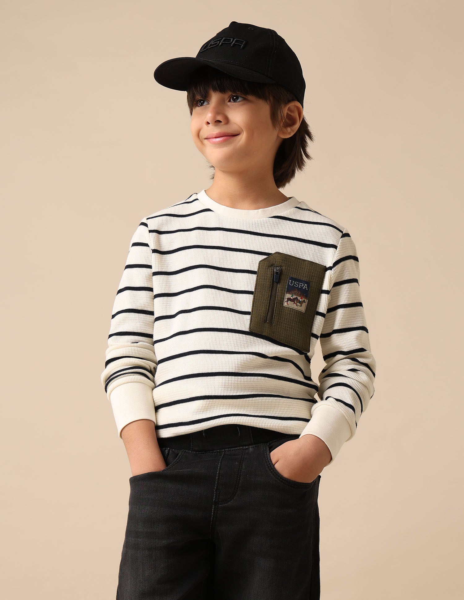 Boys Horizontal Striped Regular Fit T Shirt