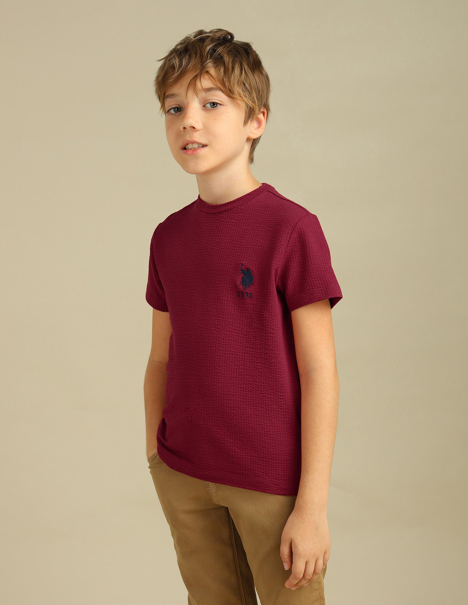 Boys Logo Textured T-Shirt