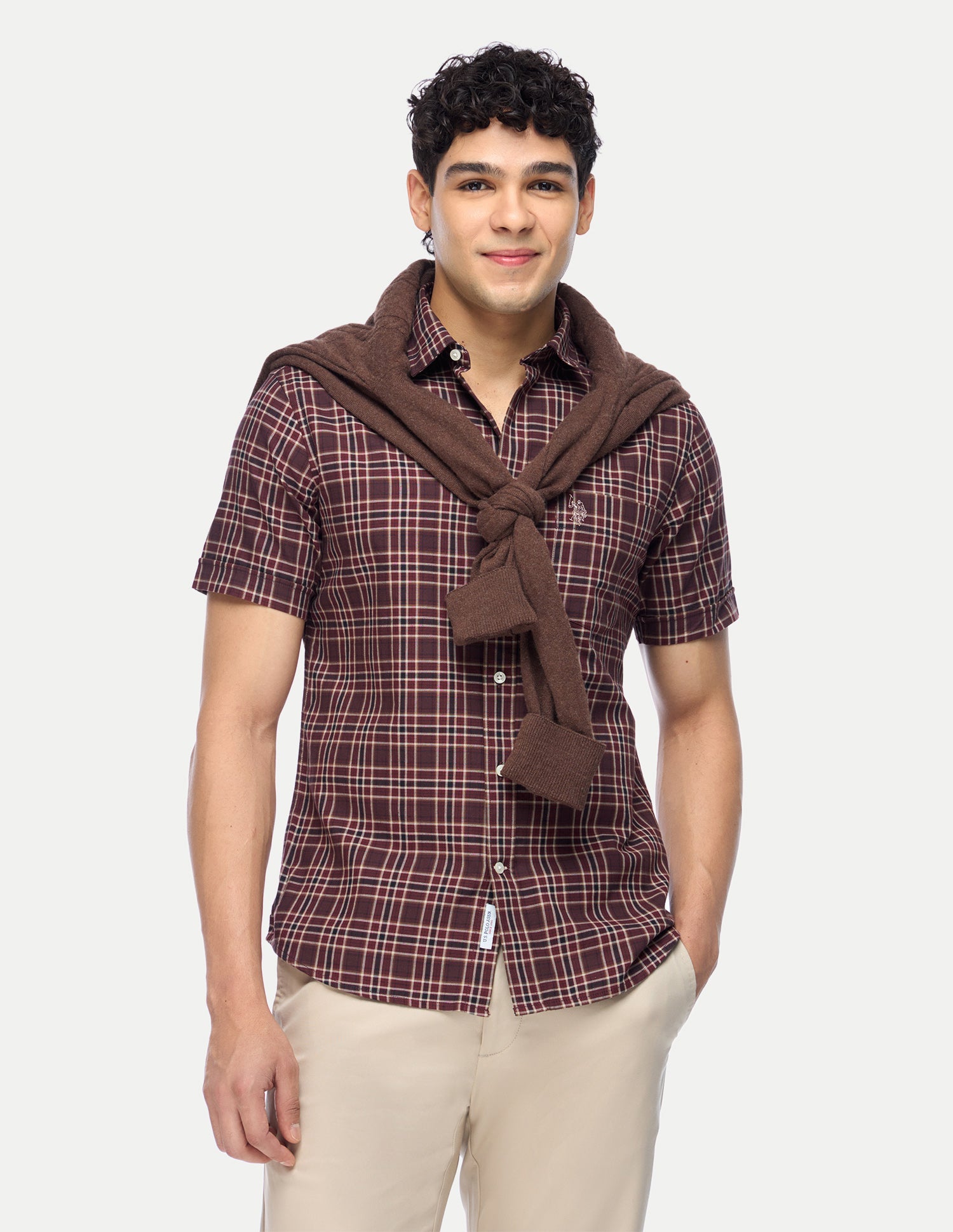 Plaid Checked Tailored Fit Shirt Maroon - U.S. Polo Assn. India | Large