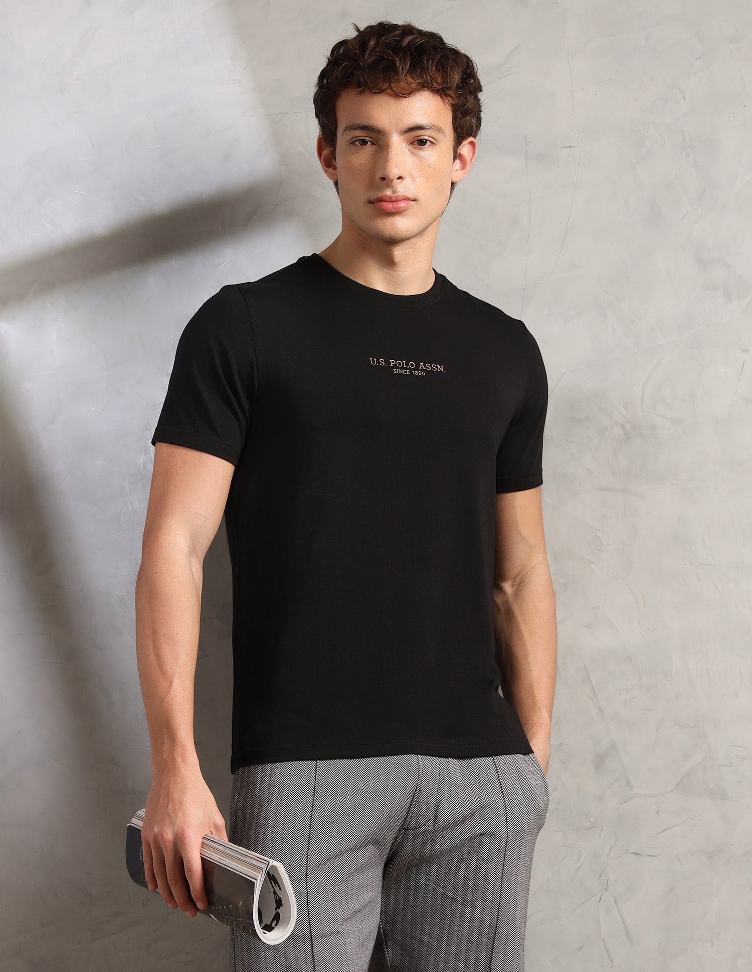 Comfort Relaxed Fit Breathable PE005-PL Lounge T-Shirt - Pack Of 1 Black - U.S. Polo Assn. India | Large