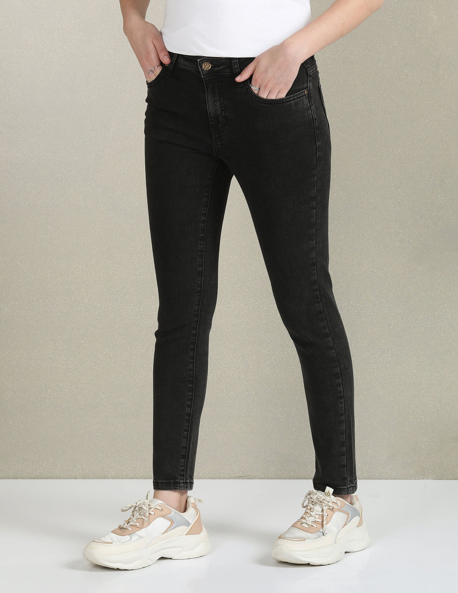 Skinny Fit Rinsed Jeans Dark Grey - U.S. Polo Assn. India | Large