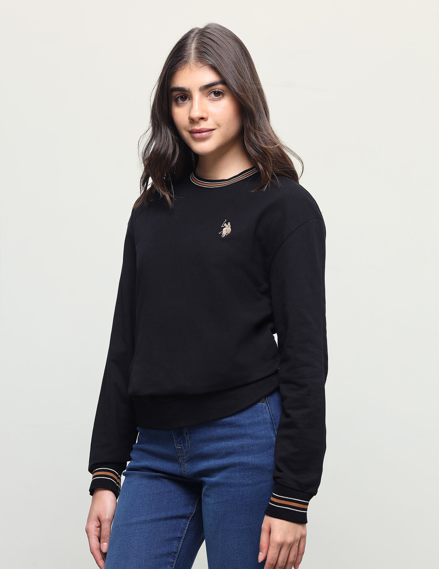 Solid Oversized Fit Sweatshirt Black - U.S. Polo Assn. India | Large