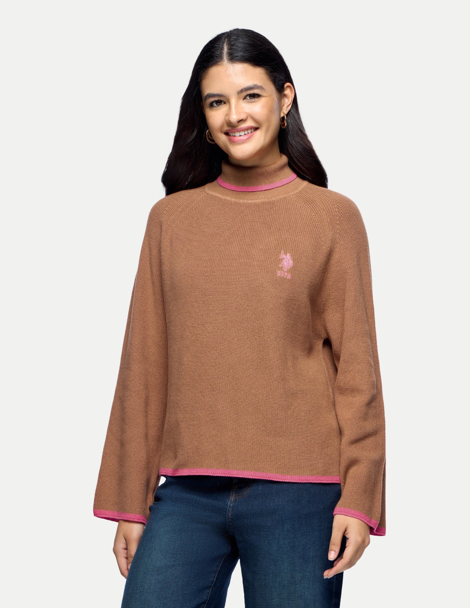 Solid Relaxed Fit Sweater Brown - U.S. Polo Assn. India | Large