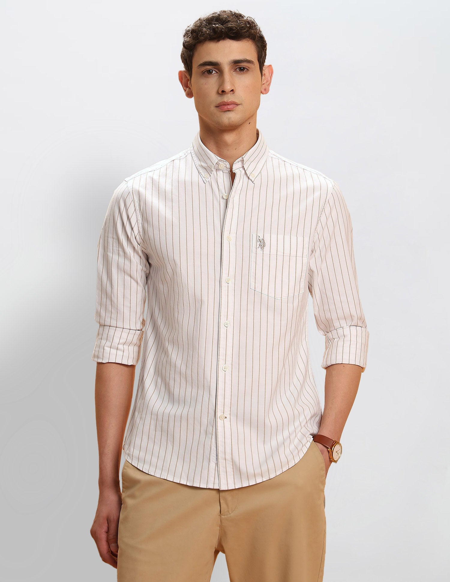 Vertical Striped Button-Down Shirt