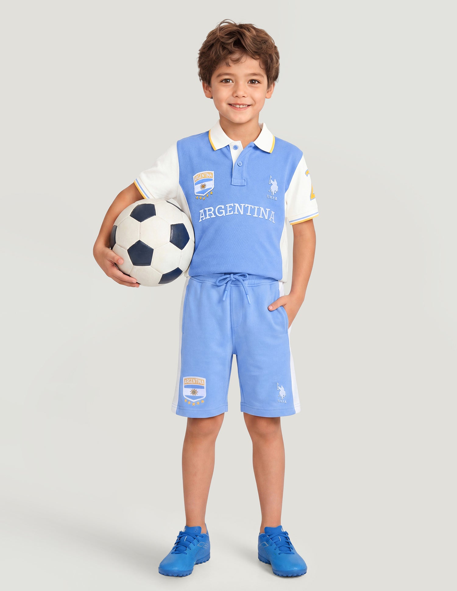 Mid Rise Solid Shorts Blue - U.S. Polo Assn. India | Large