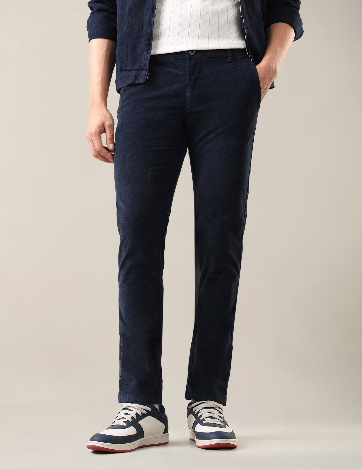 Corduroy Denver Slim Fit Trousers Navy - U.S. Polo Assn. India | Large