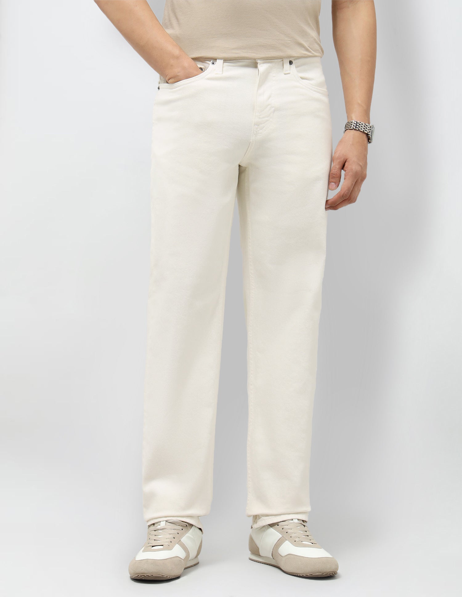 Shawn Relaxed Fit White Jeans