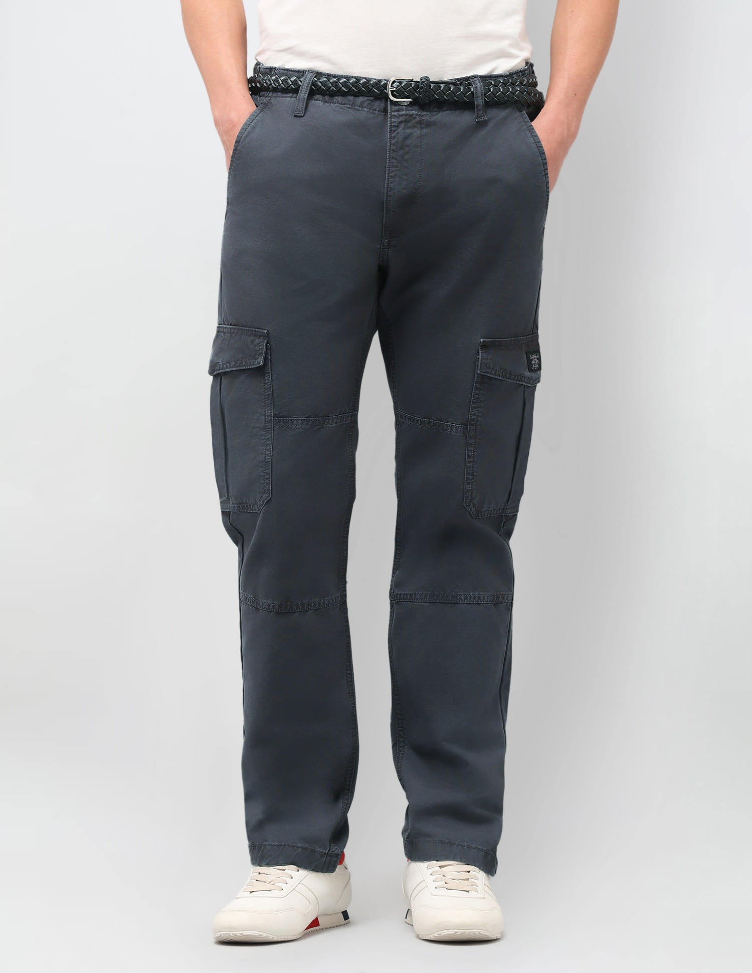 Solid Straight Fit Trousers Grey - U.S. Polo Assn. India | Large