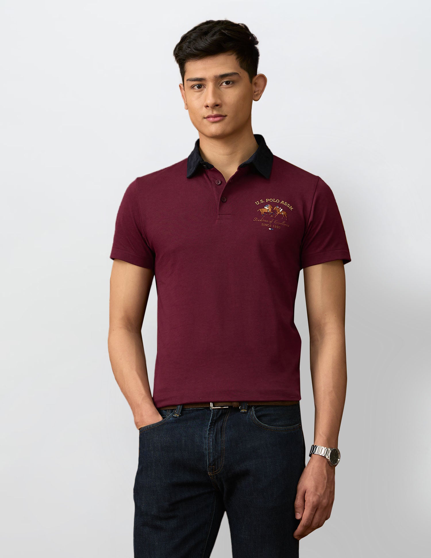 Textured Varsity Polo Shirt