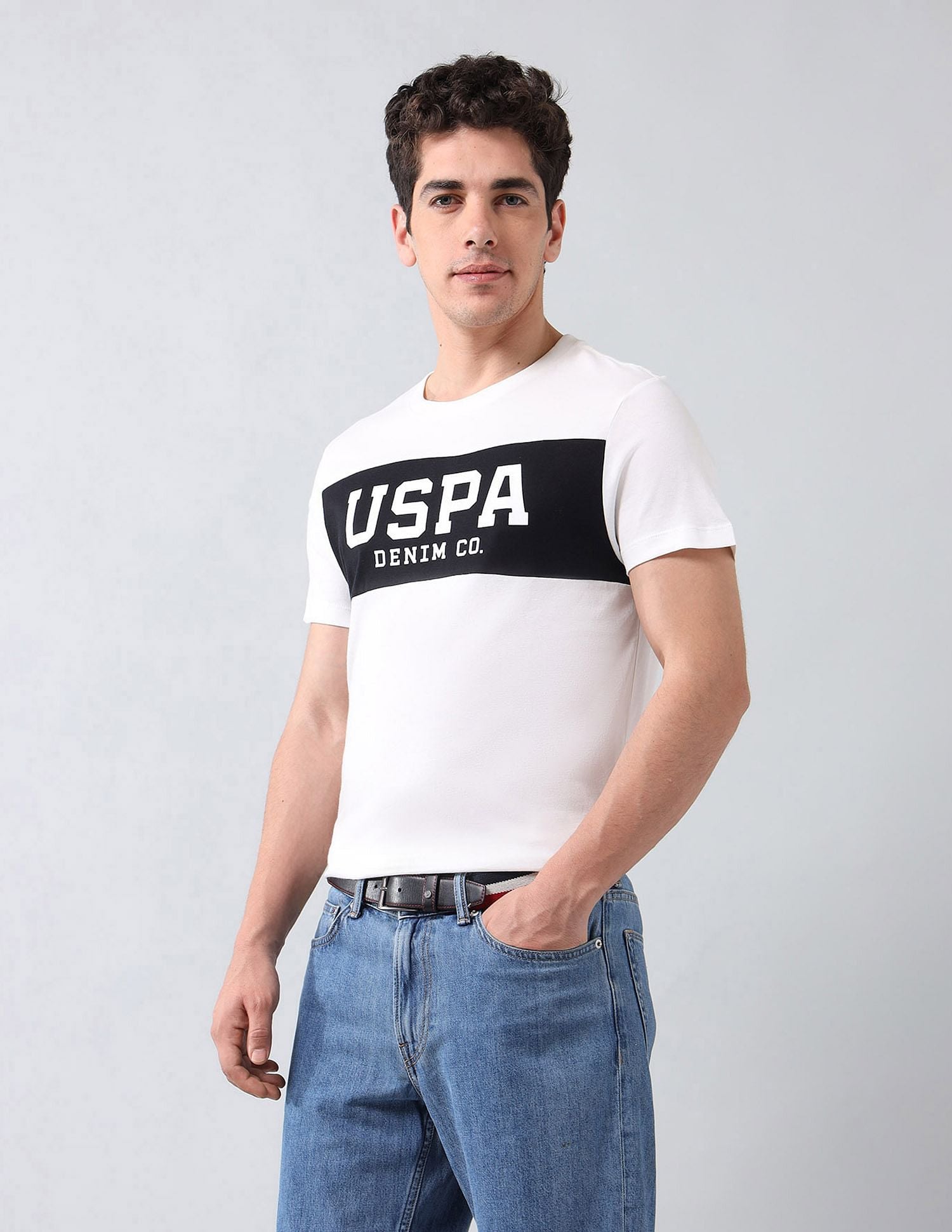 Muscle Fit Brand Printed T-Shirt Ivory - U.S. Polo Assn. India | Large