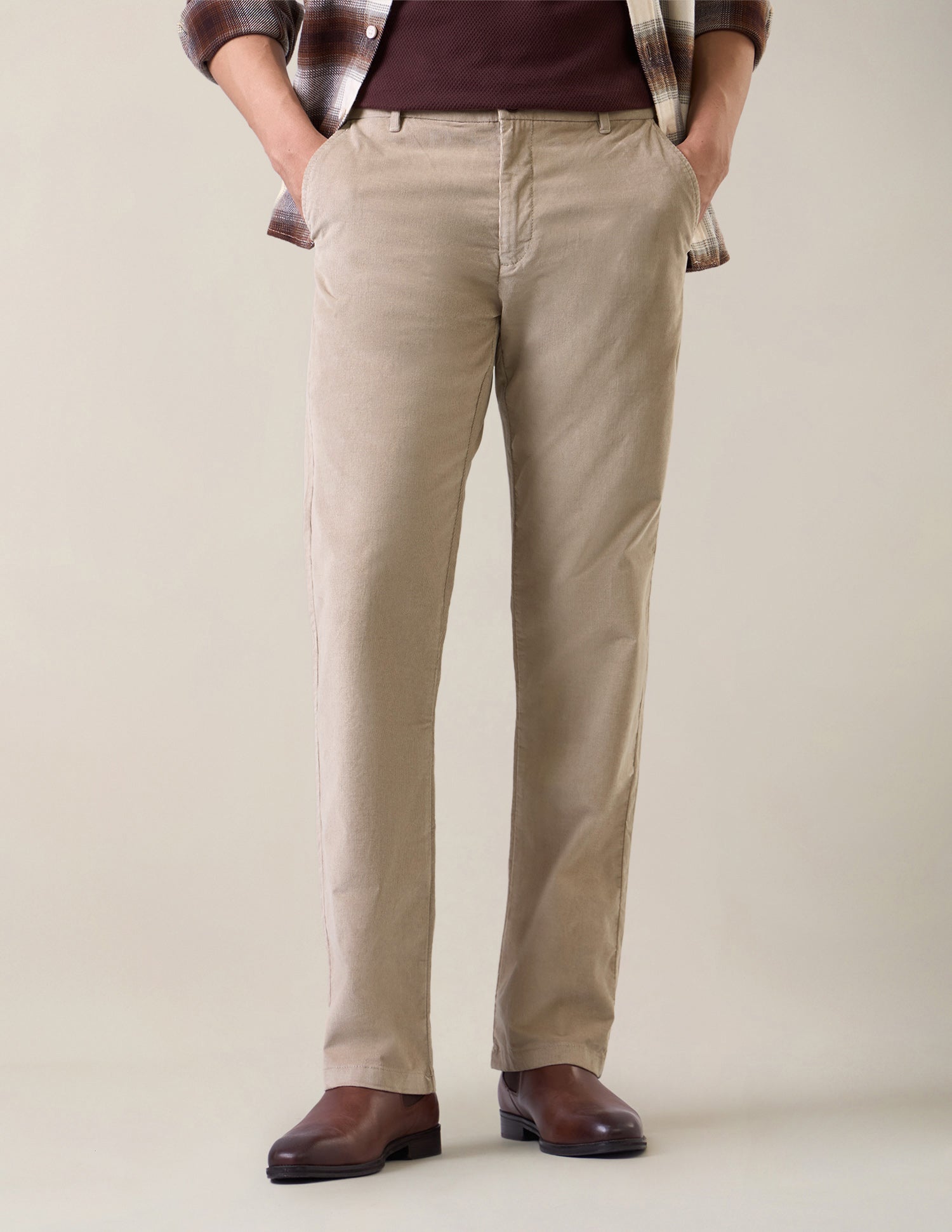 Riley Straight Fit Corduroy Trousers Beige - U.S. Polo Assn. India | Large