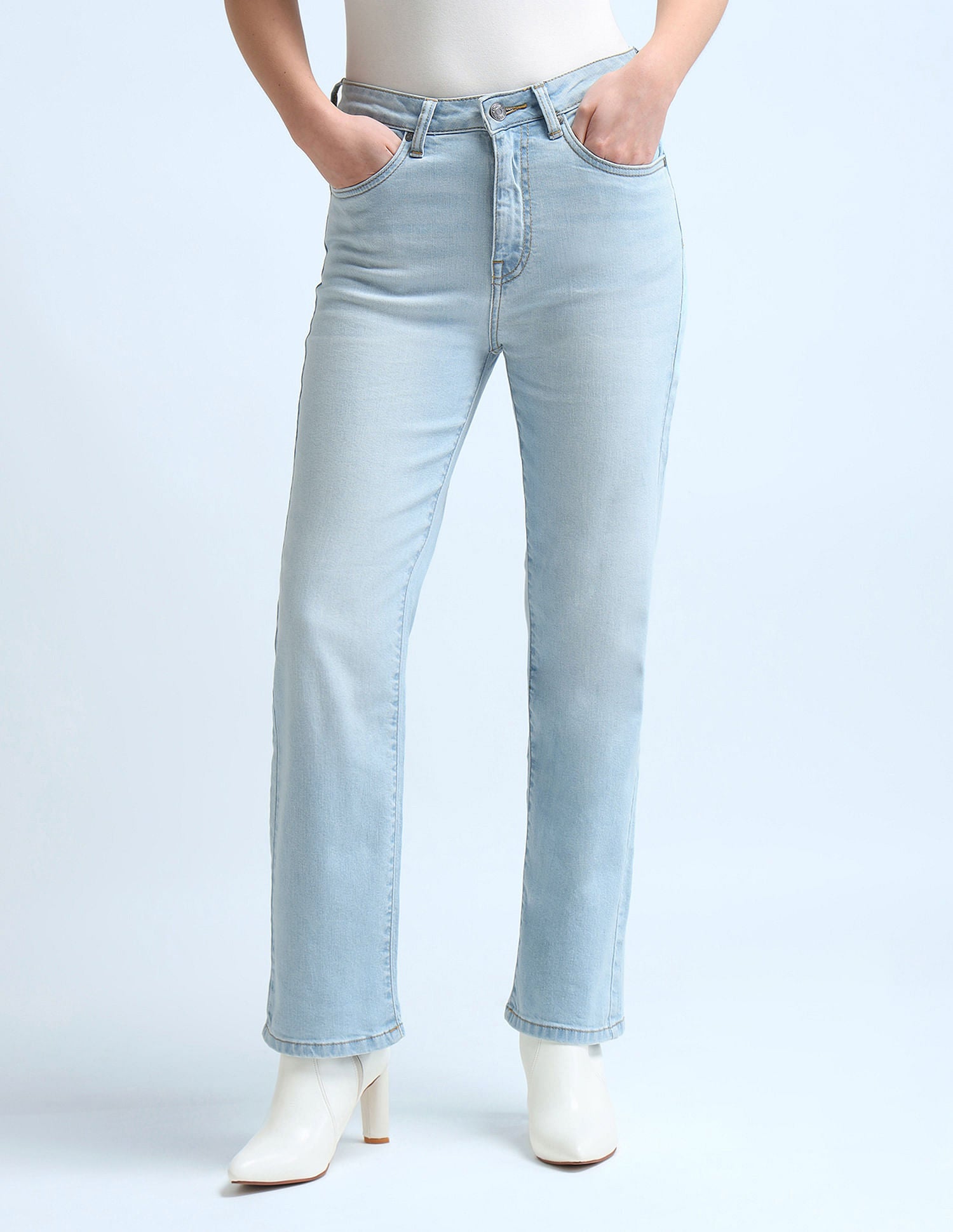 Straight Fit Blue Jeans
