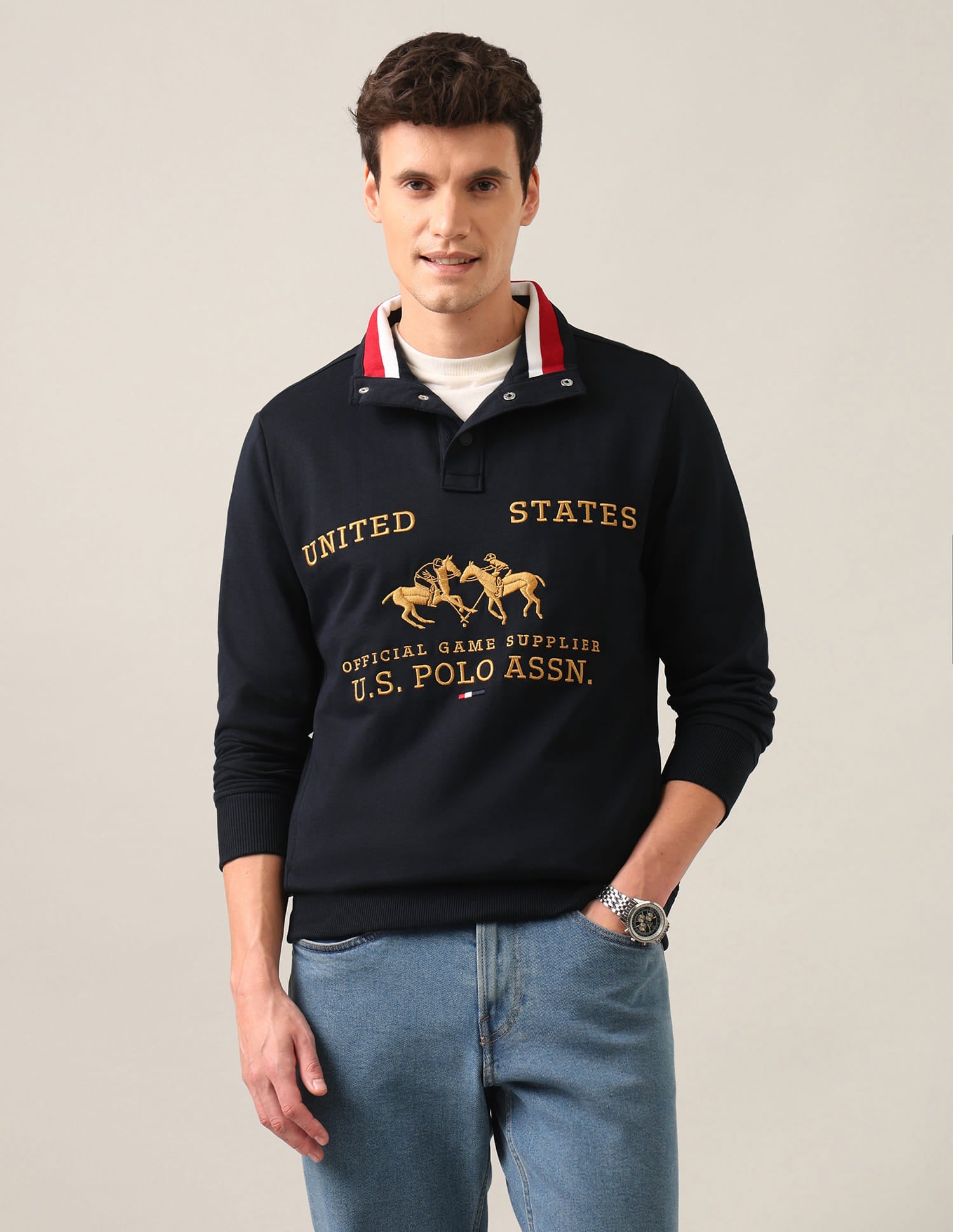 Brand Printed Sweatshirt Navy - U.S. Polo Assn. India | Large