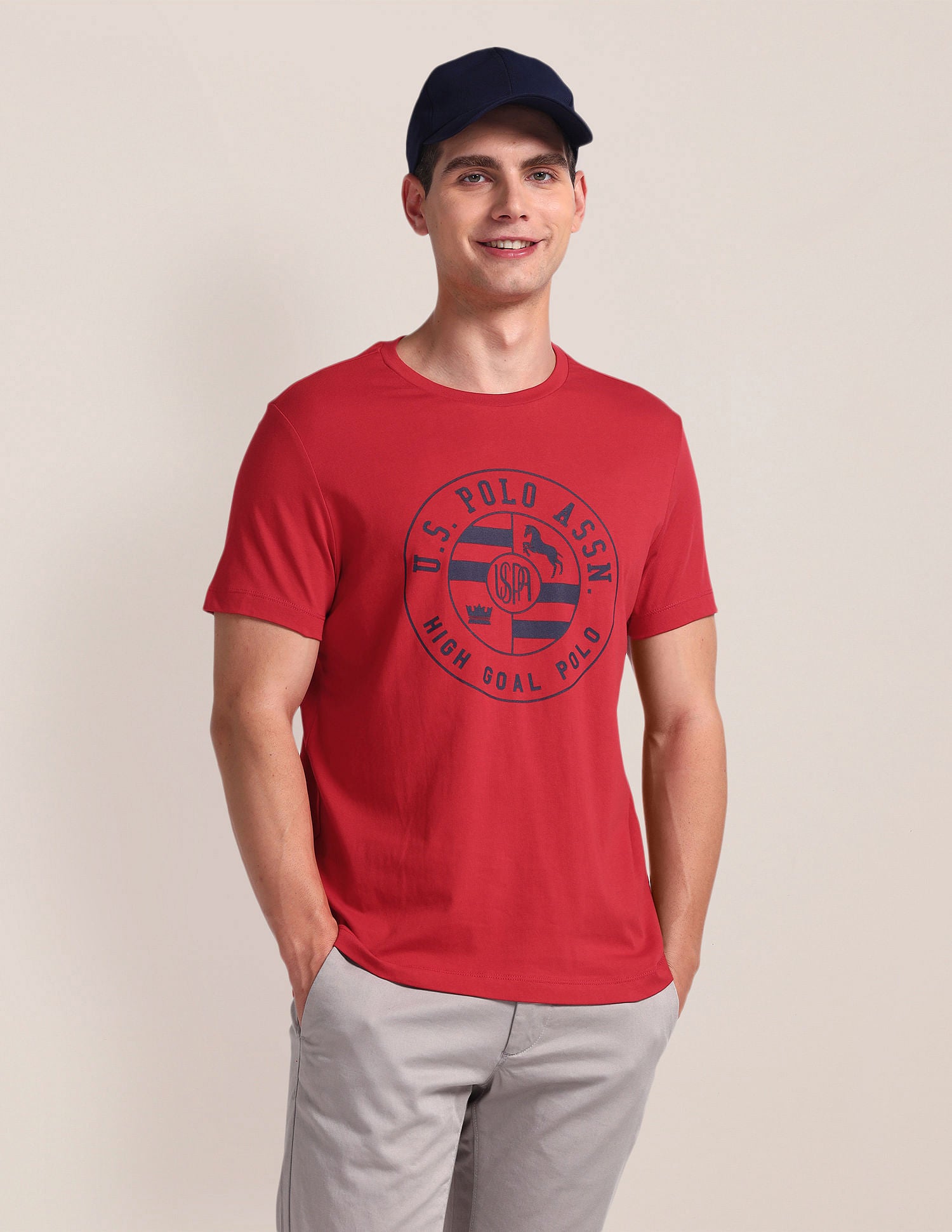 Brand Print Slim Fit T-Shirt Red - U.S. Polo Assn. India | Large