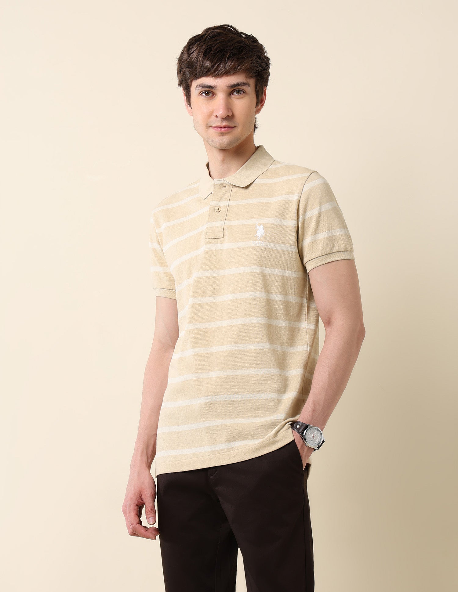 Horizontal Striped Classic Polo Shirt