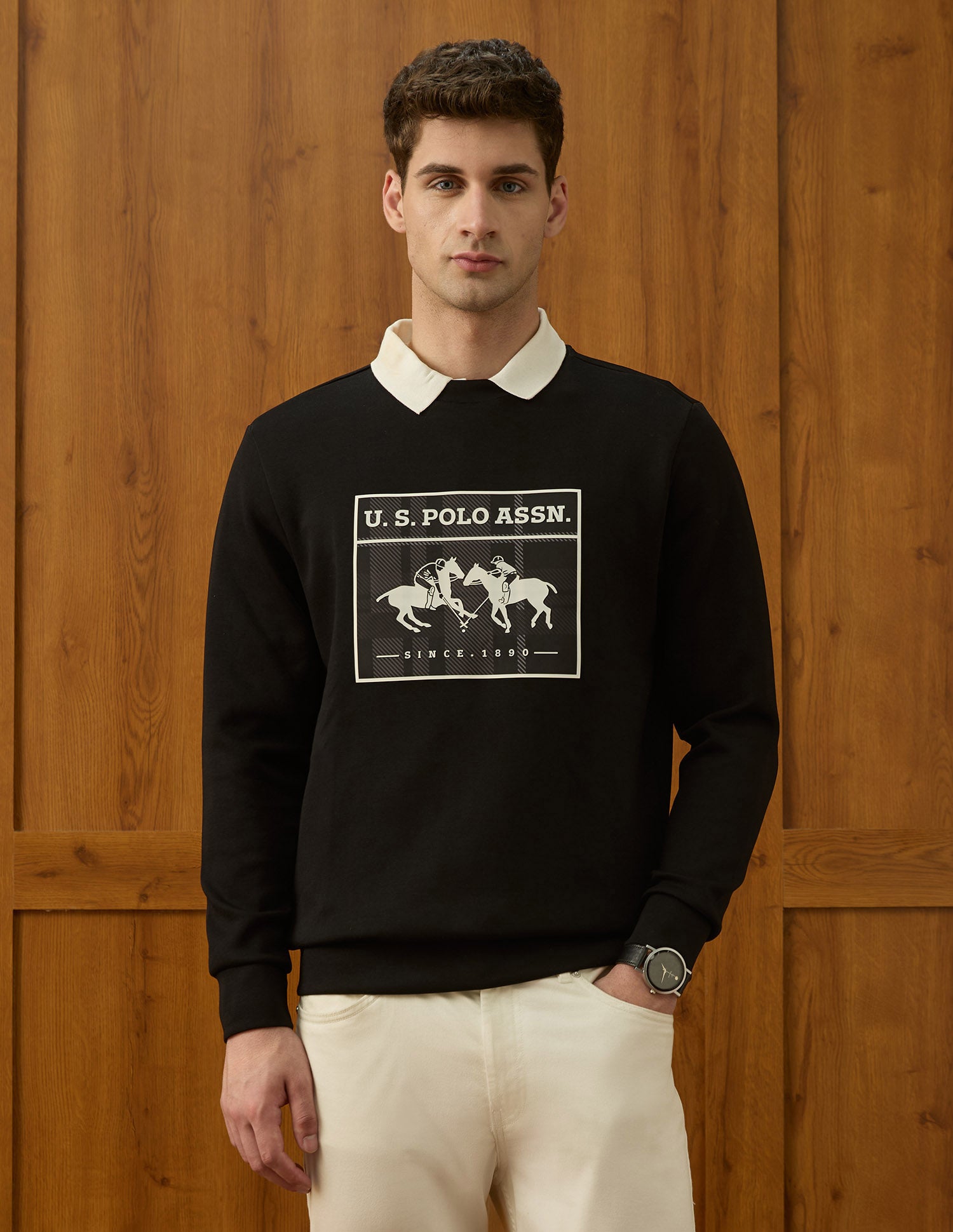 Graphic Brand Printed Equestrian Aisle Theater Sweatshirt Black - U.S. POLO ASSN. | Large