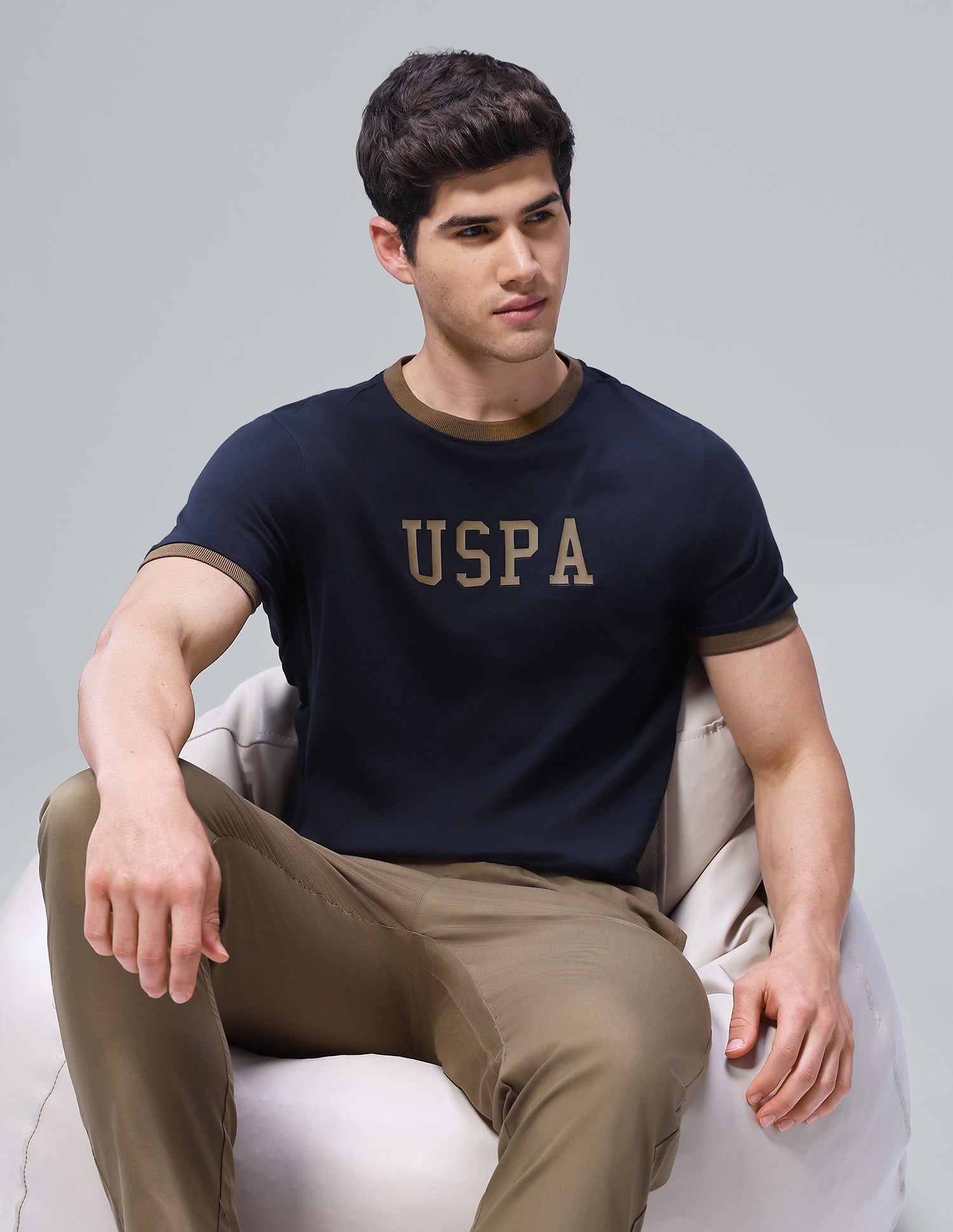Brand Printed Regular Fit Loungewear T-Shirt Navy - U.S. Polo Assn. India | Large