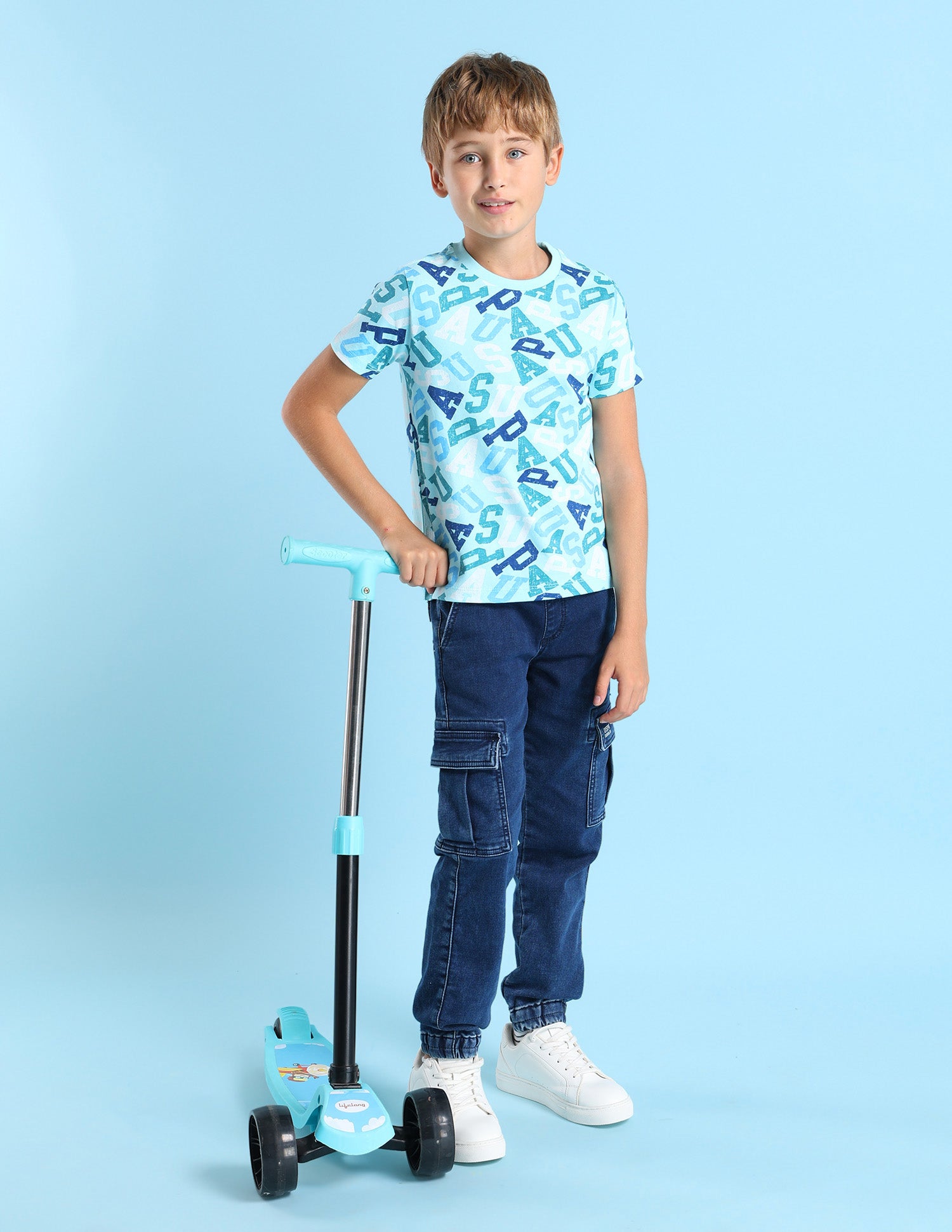 Boys Brand Printed Regular Fit T-Shirt