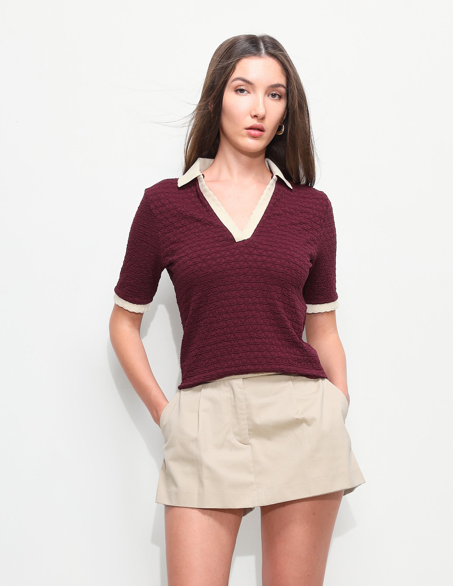Textured Regular Fit Polo Shirt Maroon - U.S. Polo Assn. India | Large
