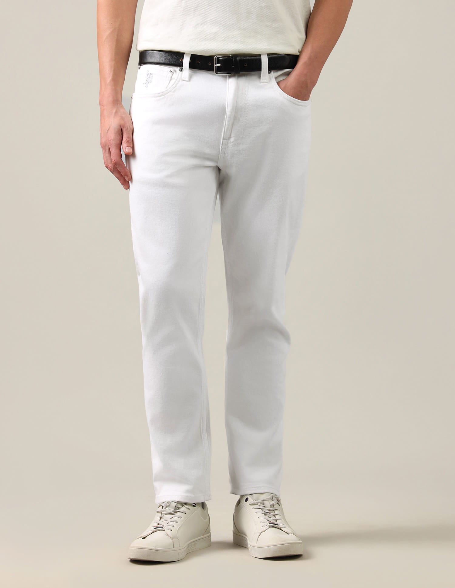 Cole Comfort Cropped Fit White Jeans White - U.S. Polo Assn. India | Large