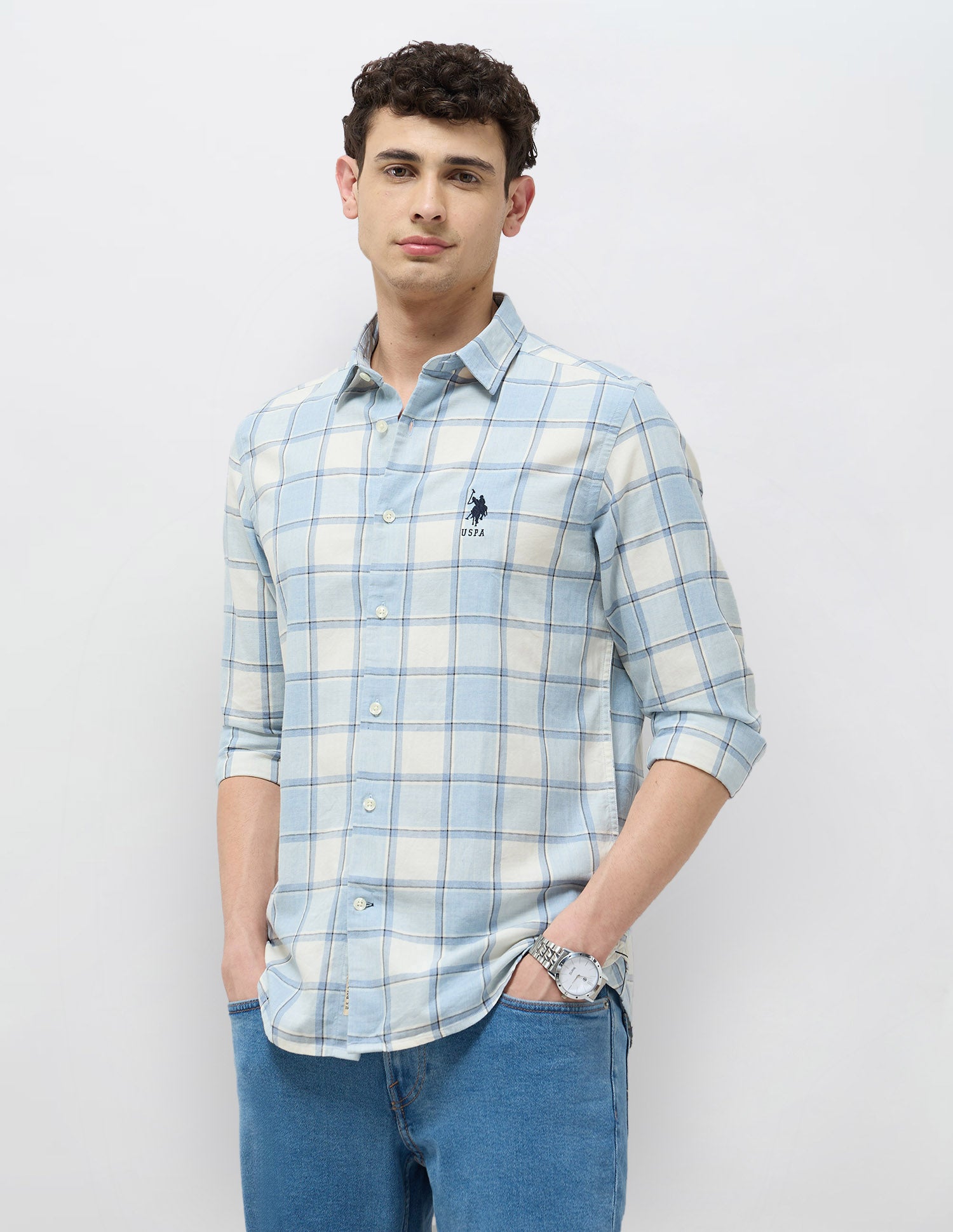 Regular Fit Grid Tattersall Checked Shirt