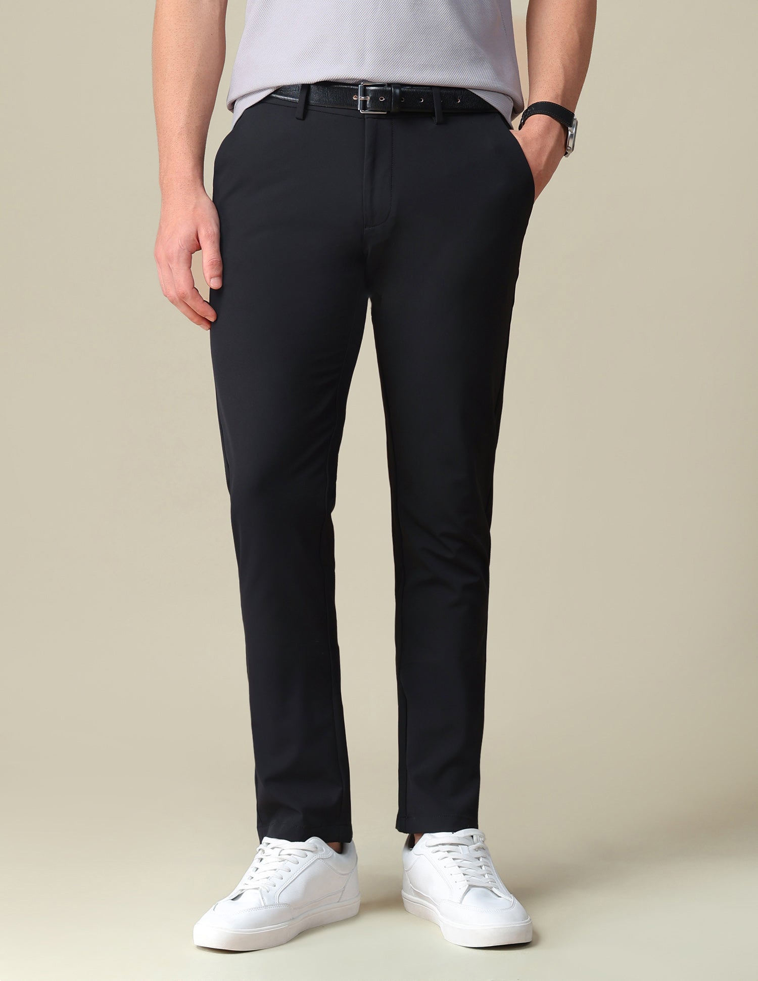 Denver Slim Fit Mid Rise Trousers Black - U.S. Polo Assn. India | Large