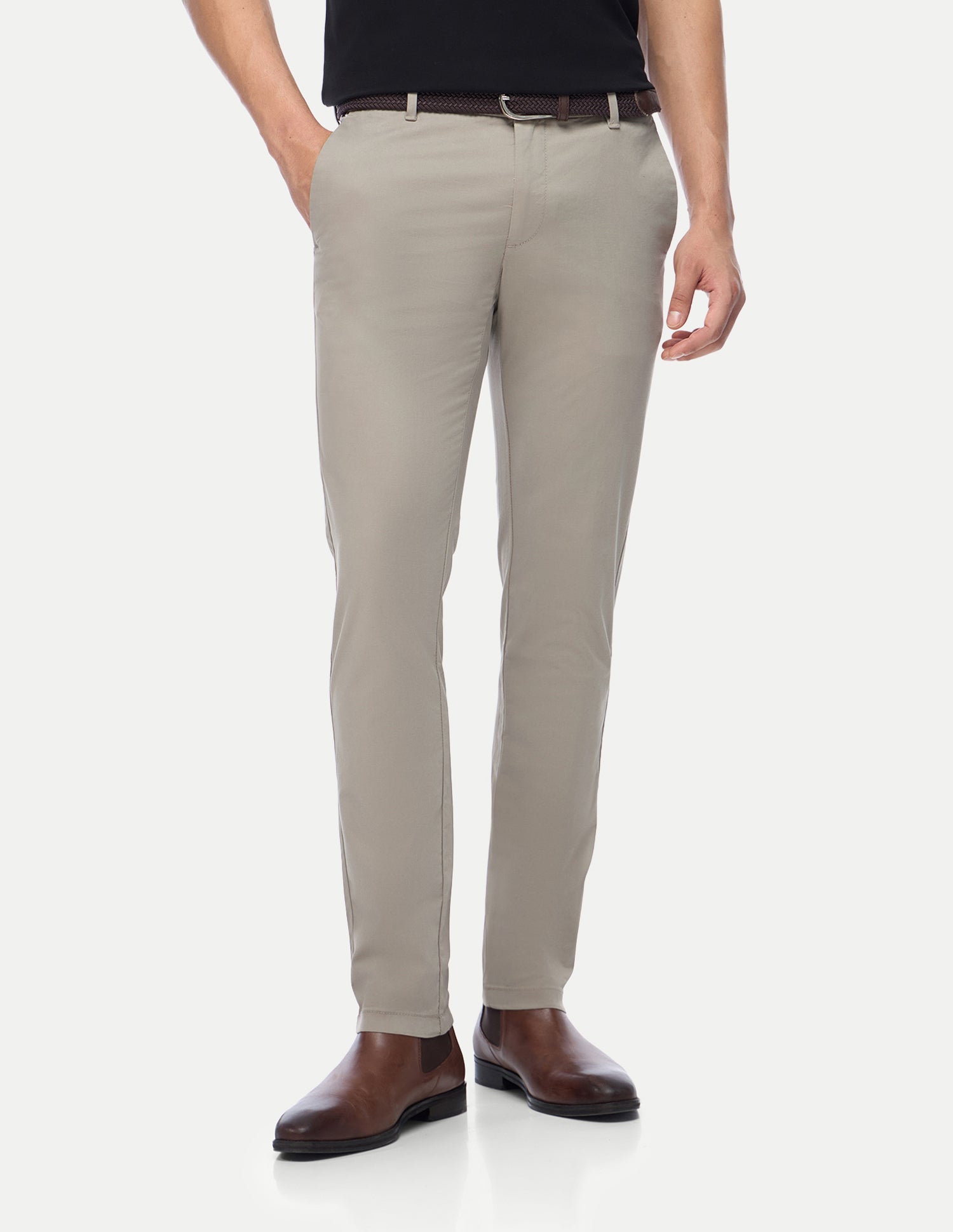 Denver Slim Fit Twill Trousers Light Khaki - U.S. Polo Assn. India | Large